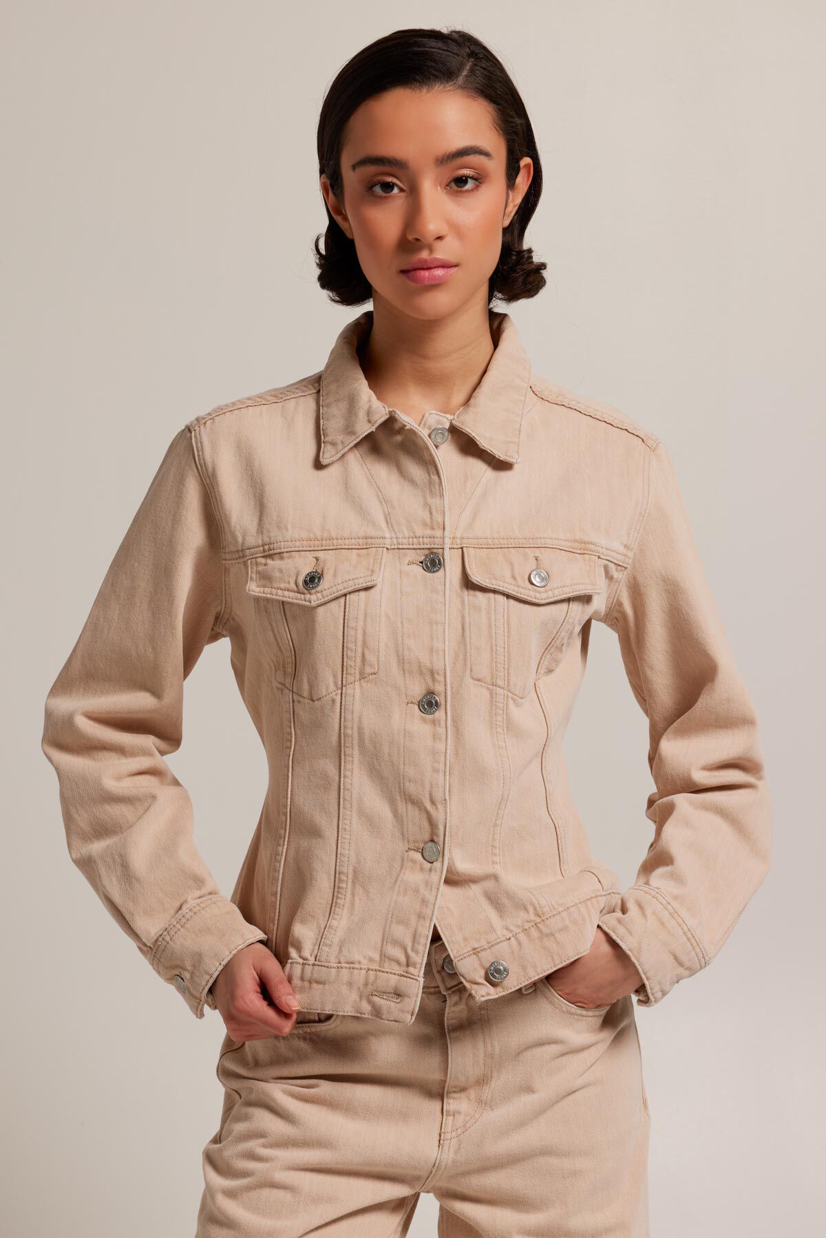 Women Denim jacket Hila Beige America Today