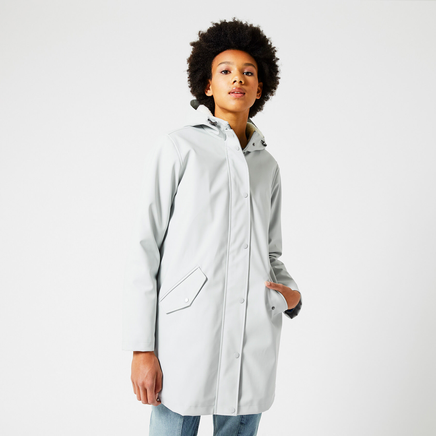 Grey ladies raincoat