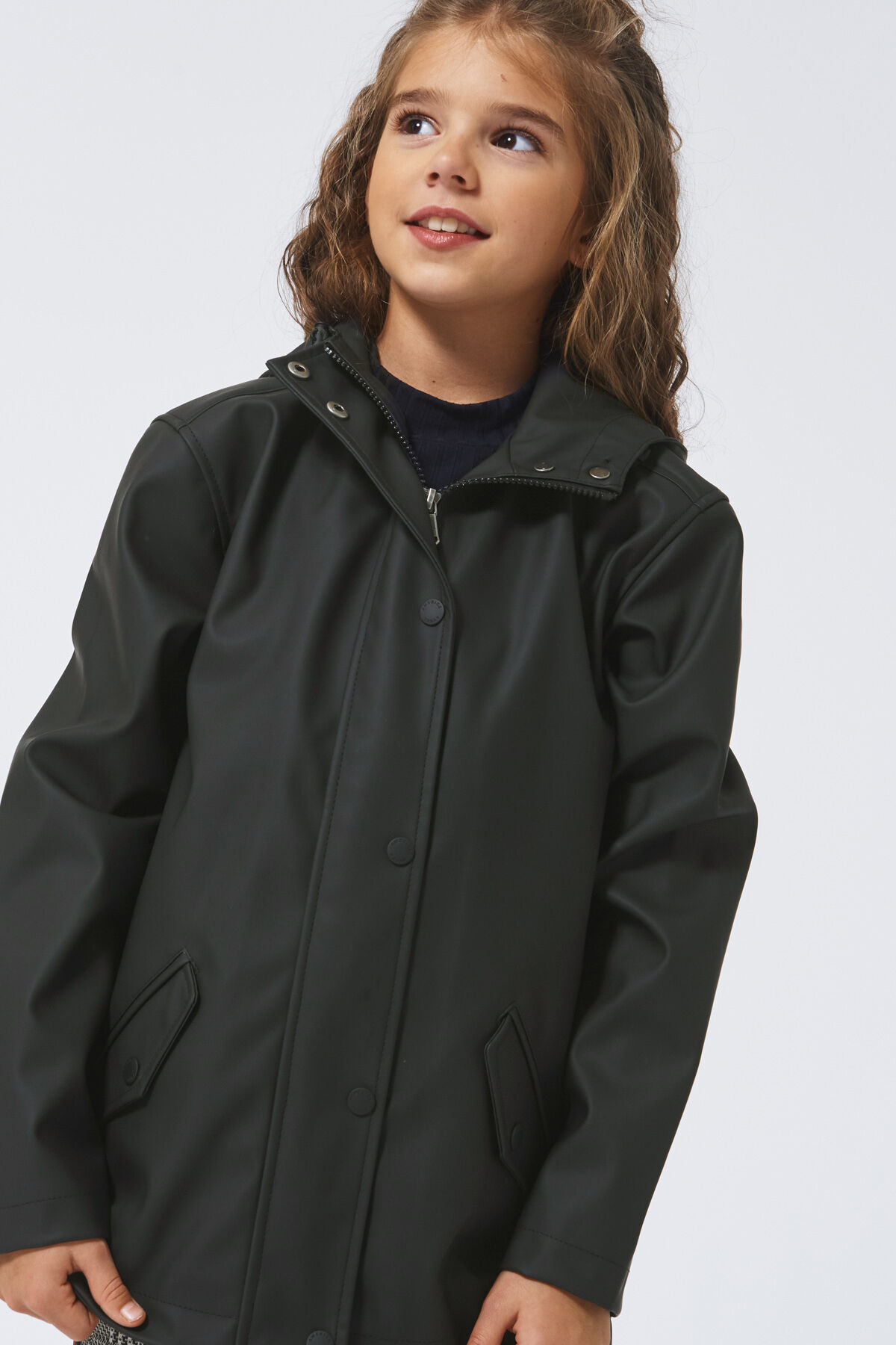 Girls rain shop jacket black