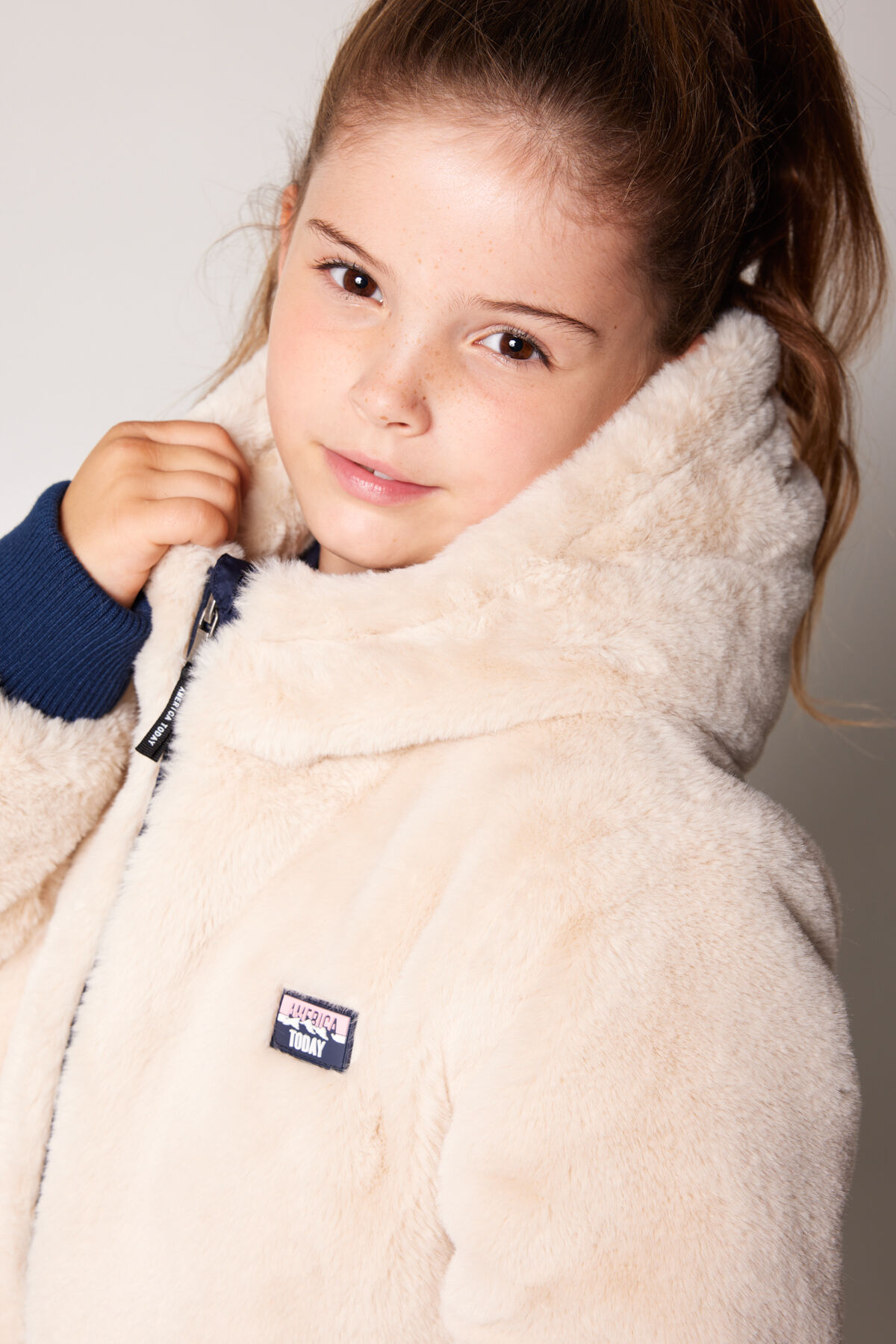 White teddy bear jacket with hood top