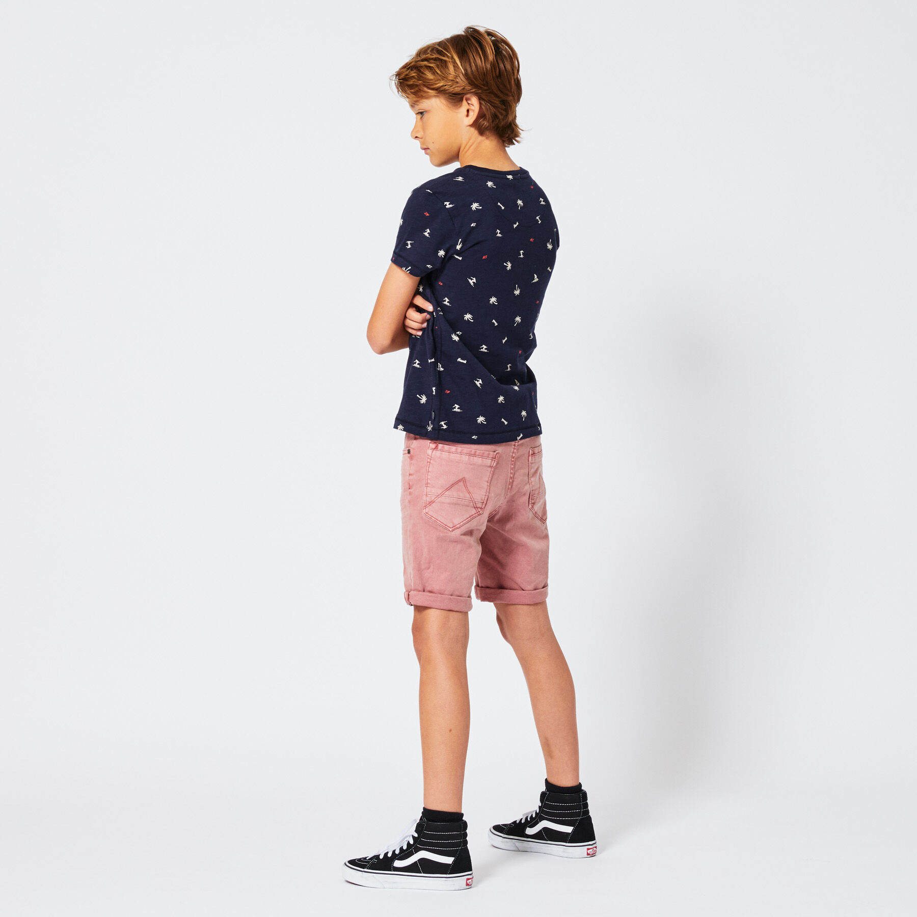 boys in denim shorts