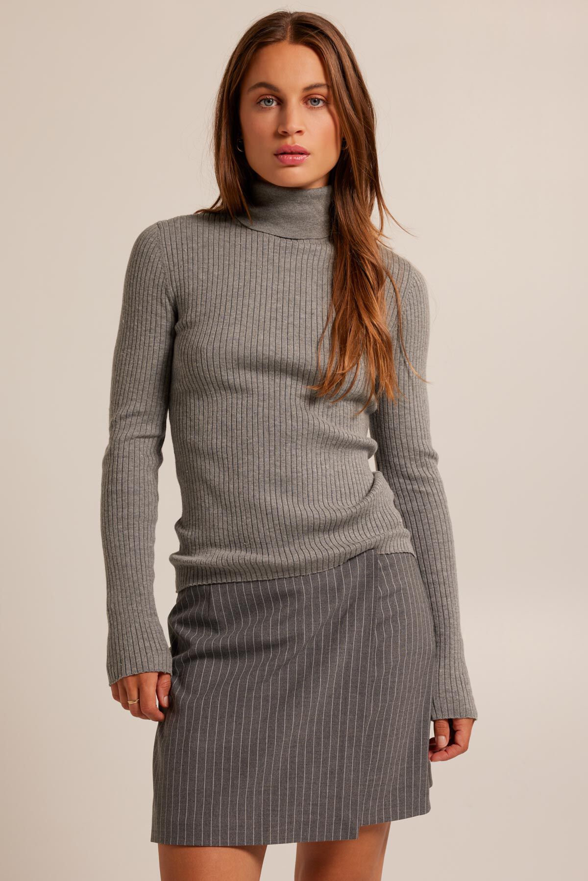 Women Turtleneck Kimberly Mid grey melange
