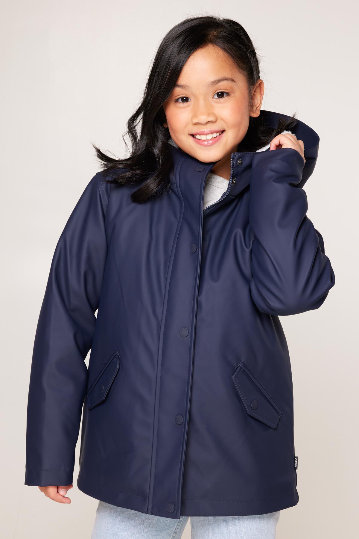 Girls navy rain jacket sale