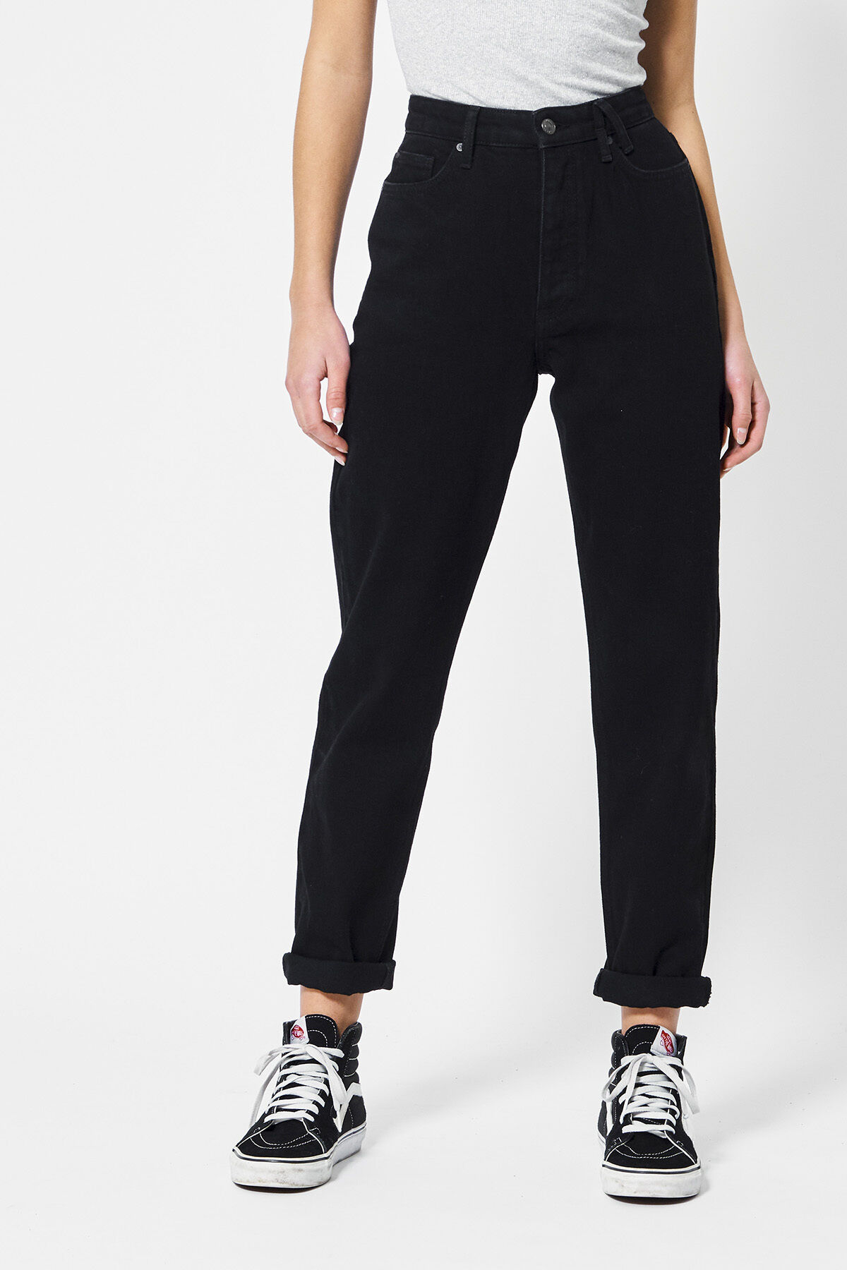 Women Mom jeans High waist made of cotton Black