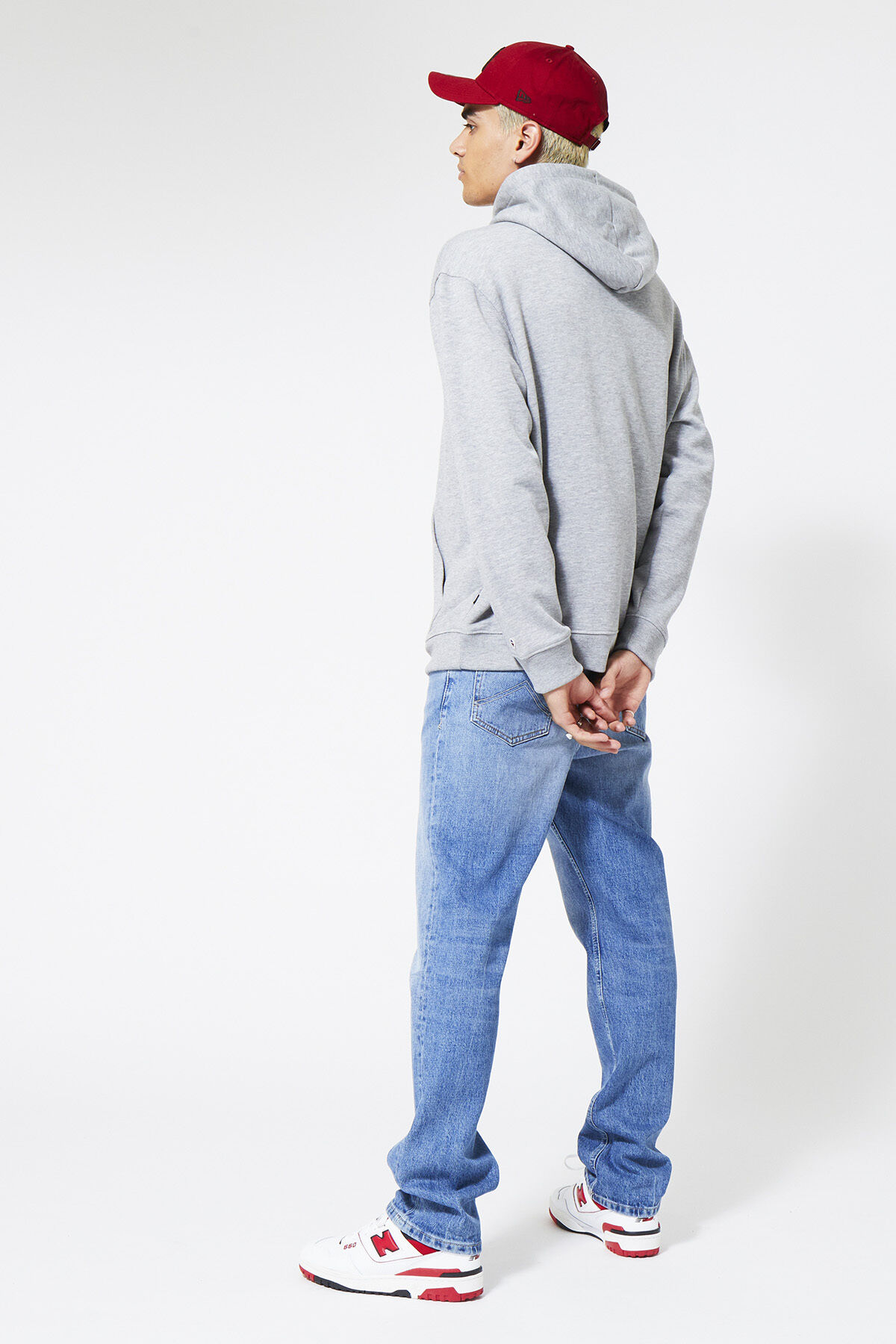 Men Hoodie men text embroidery Dark grey melange