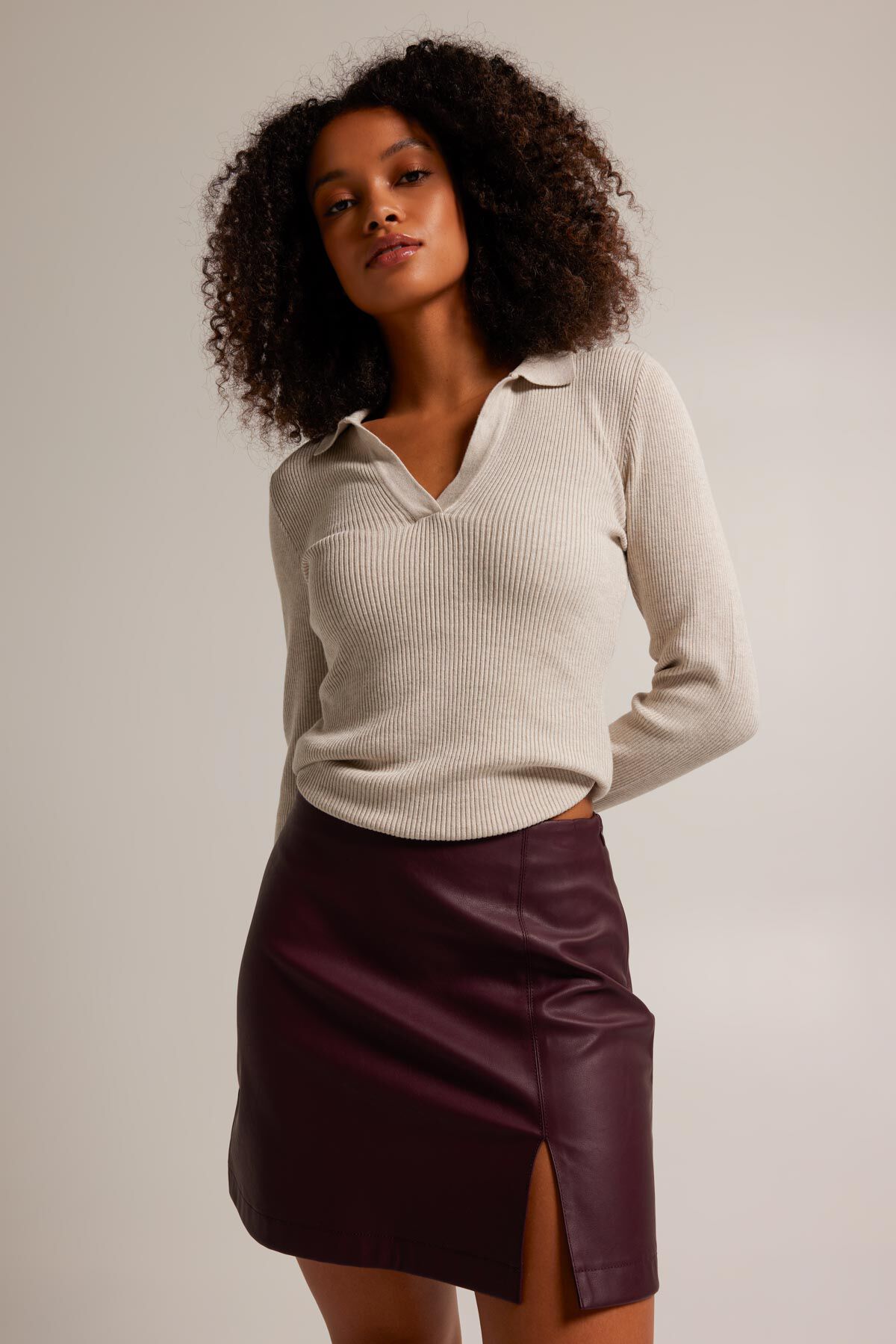 Maroon top skirt womens