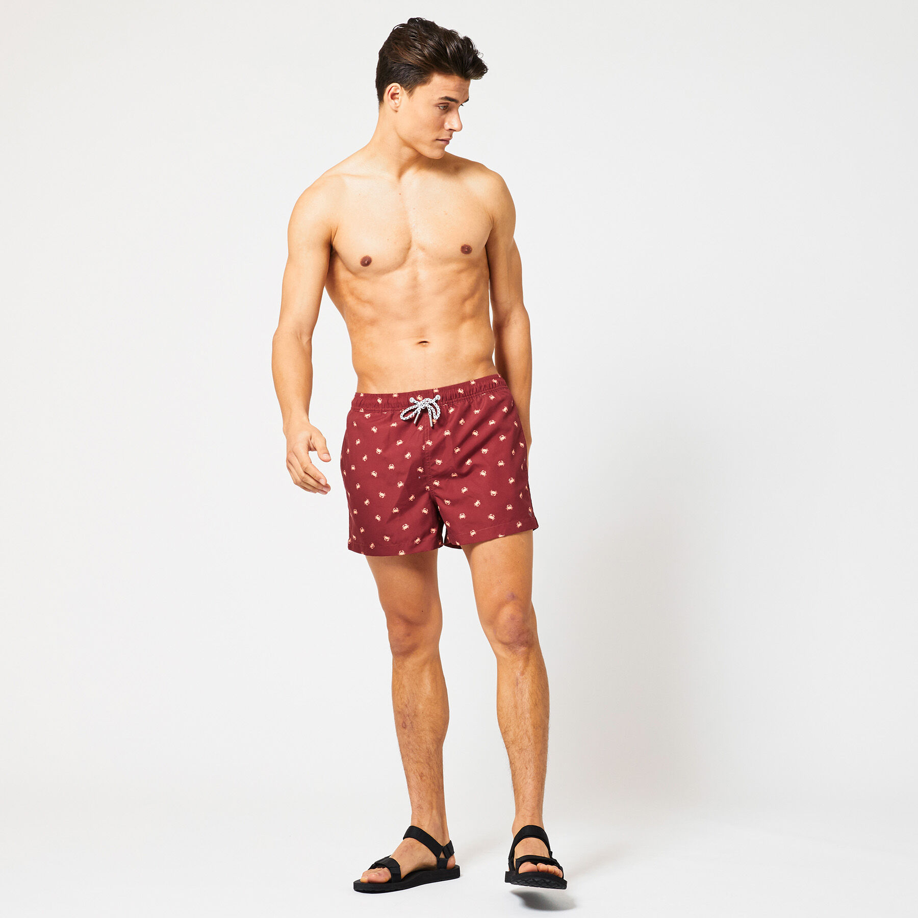 mens red swim trunks