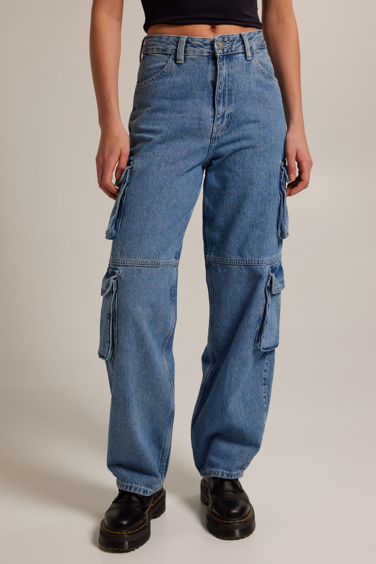 Women Dr. Denim Jeans Donna multi cargo Denim blue
