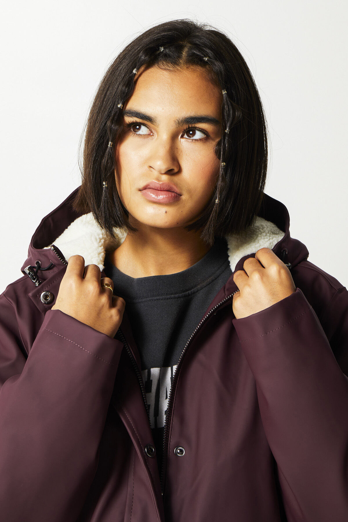 Women Rain jacket Janice Teddy Burgundy America Today