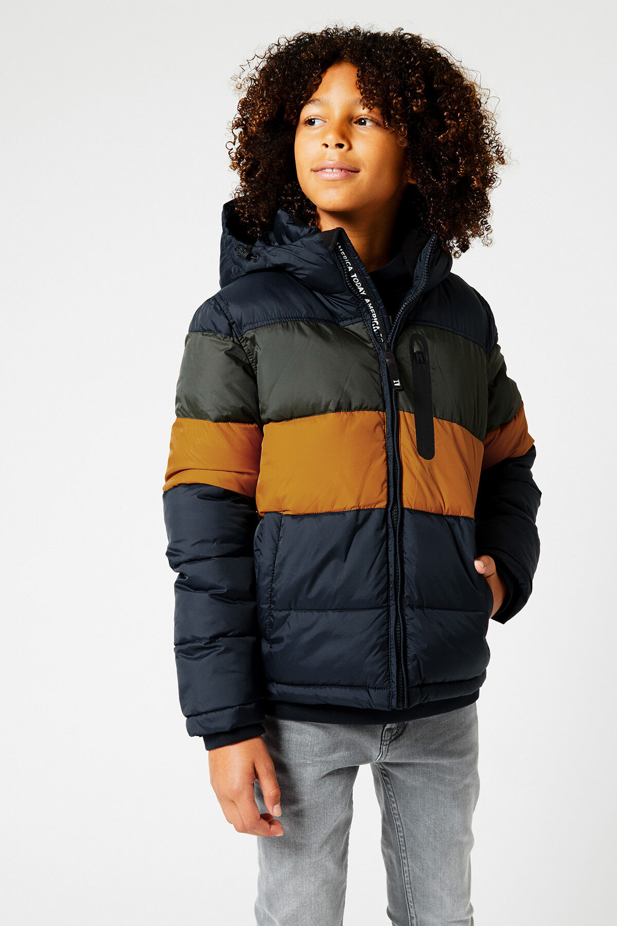Boys Jacket padded Blue yellow America Today