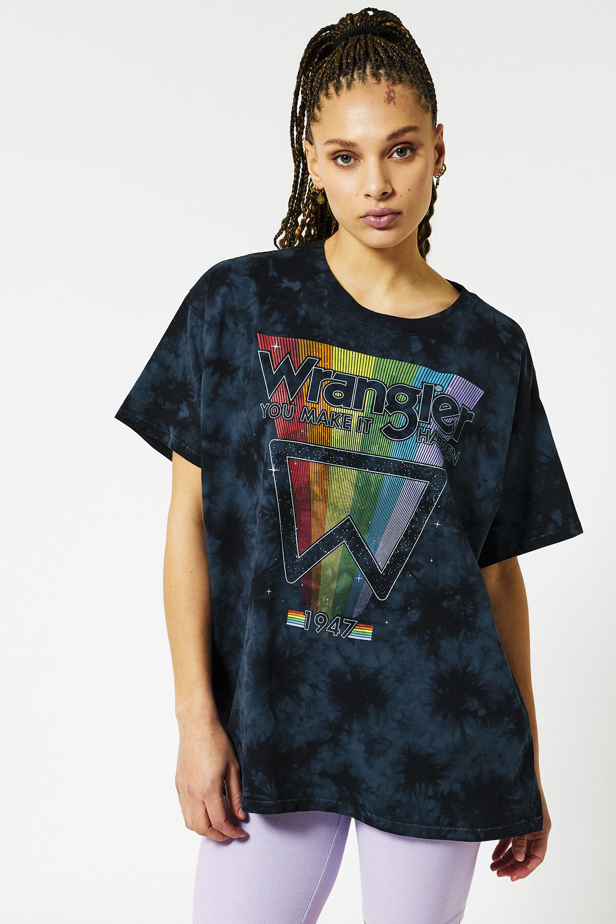 Dames Wranger Oversized t shirt Black navy