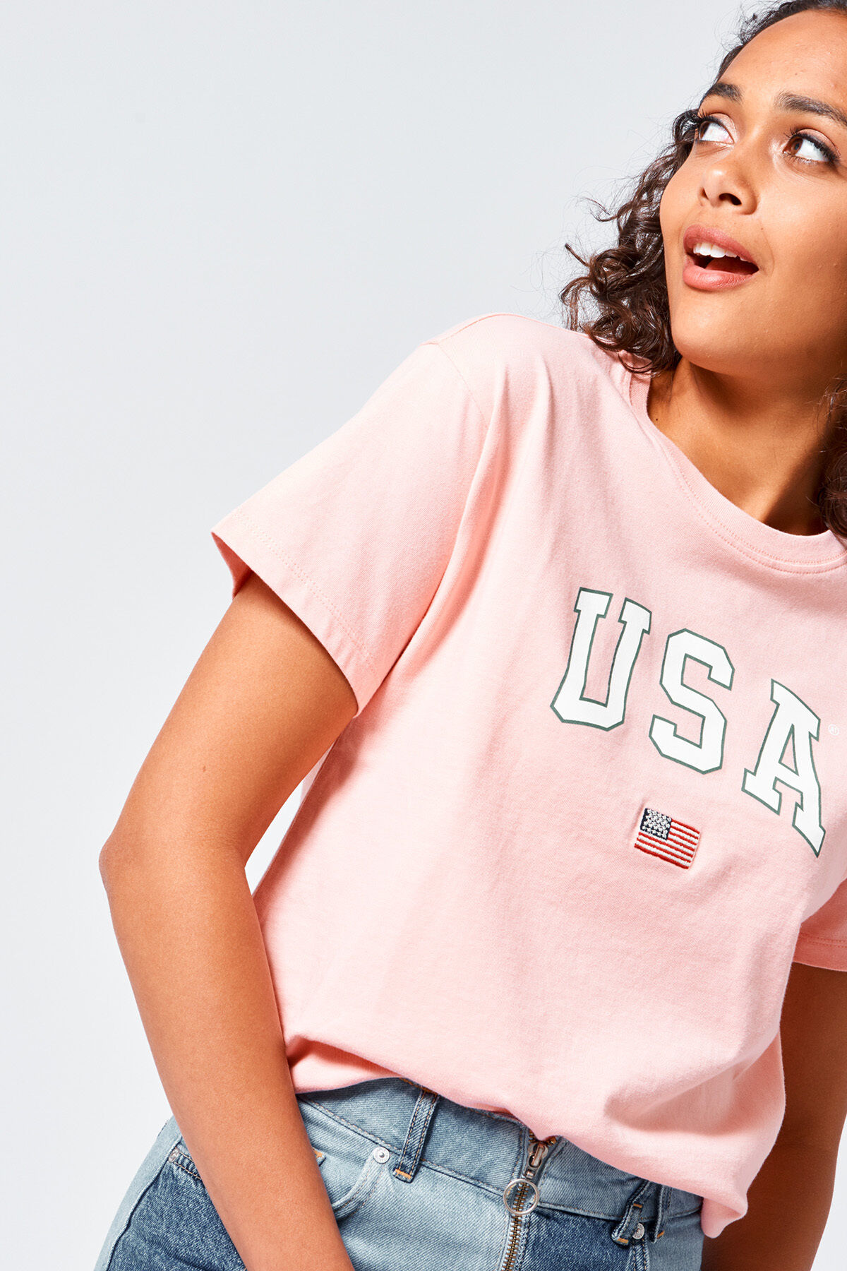 Damen T shirt Elly USA Old pink America Today