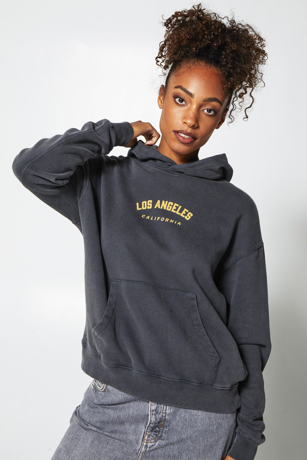 Dames Hoodie Senne hood Washed black America Today