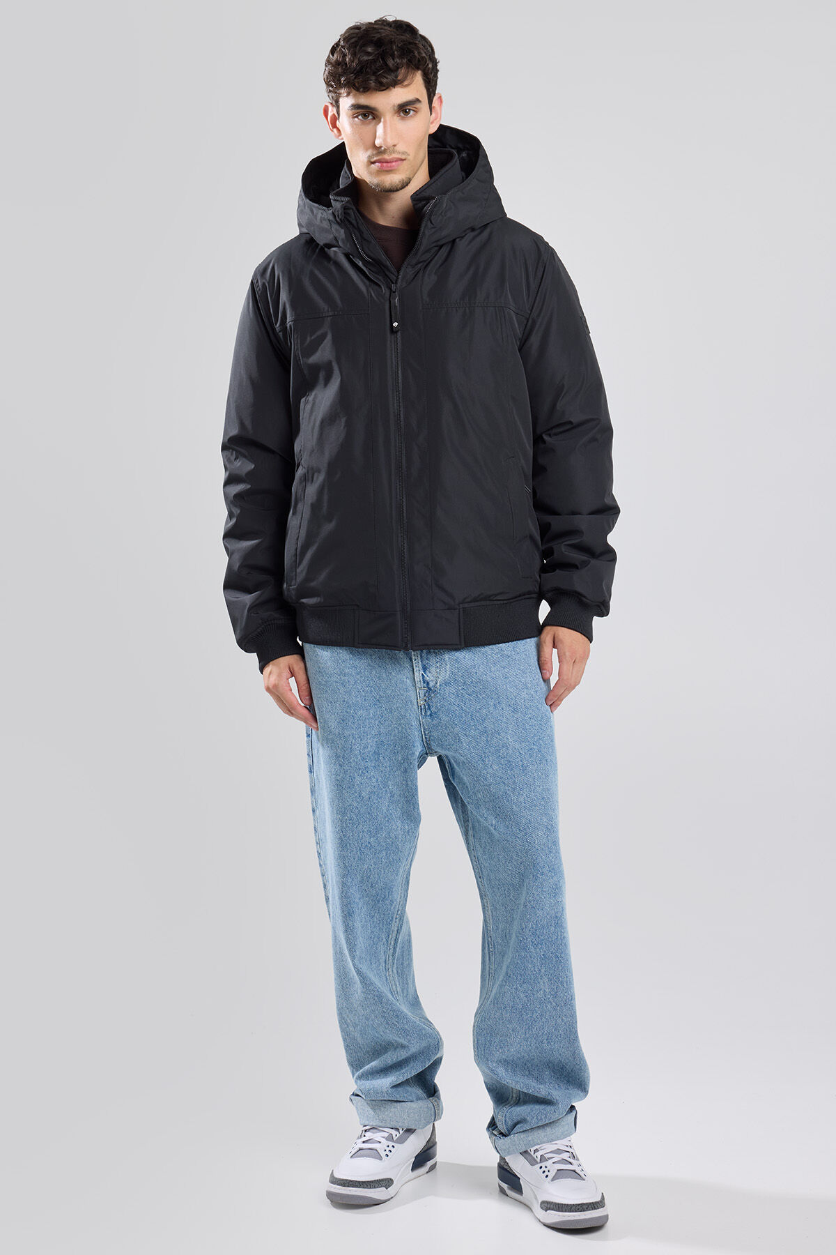 Men Hooded bomber jacket Justin Black | America Today