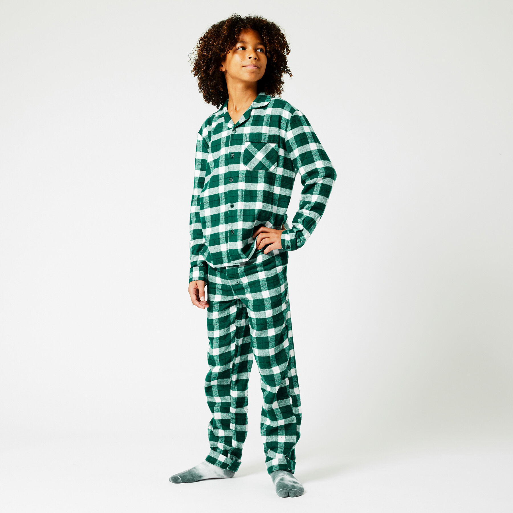 Boys Pajama pants flannel Dark green 