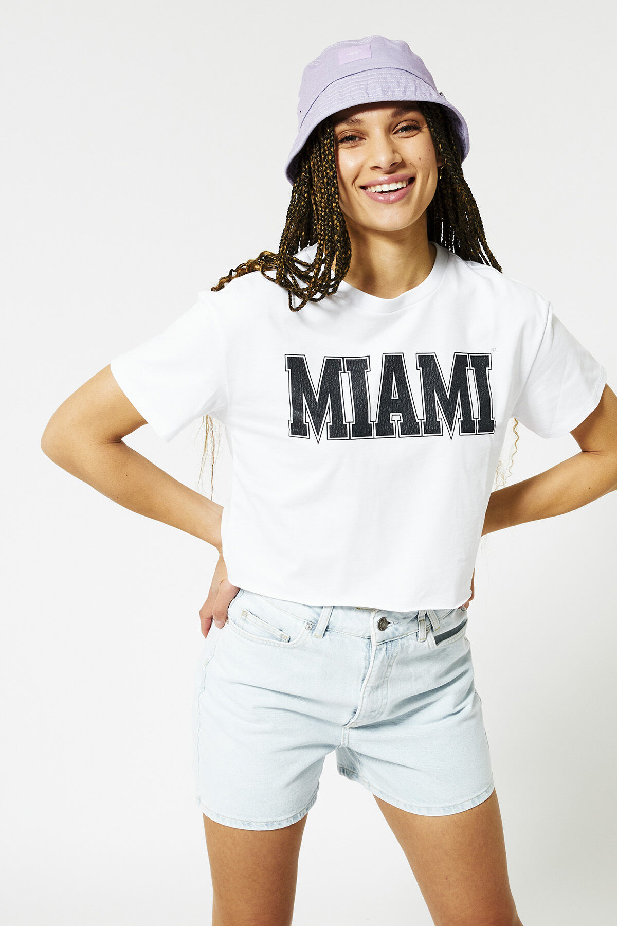 Dames T shirt cropped White America Today