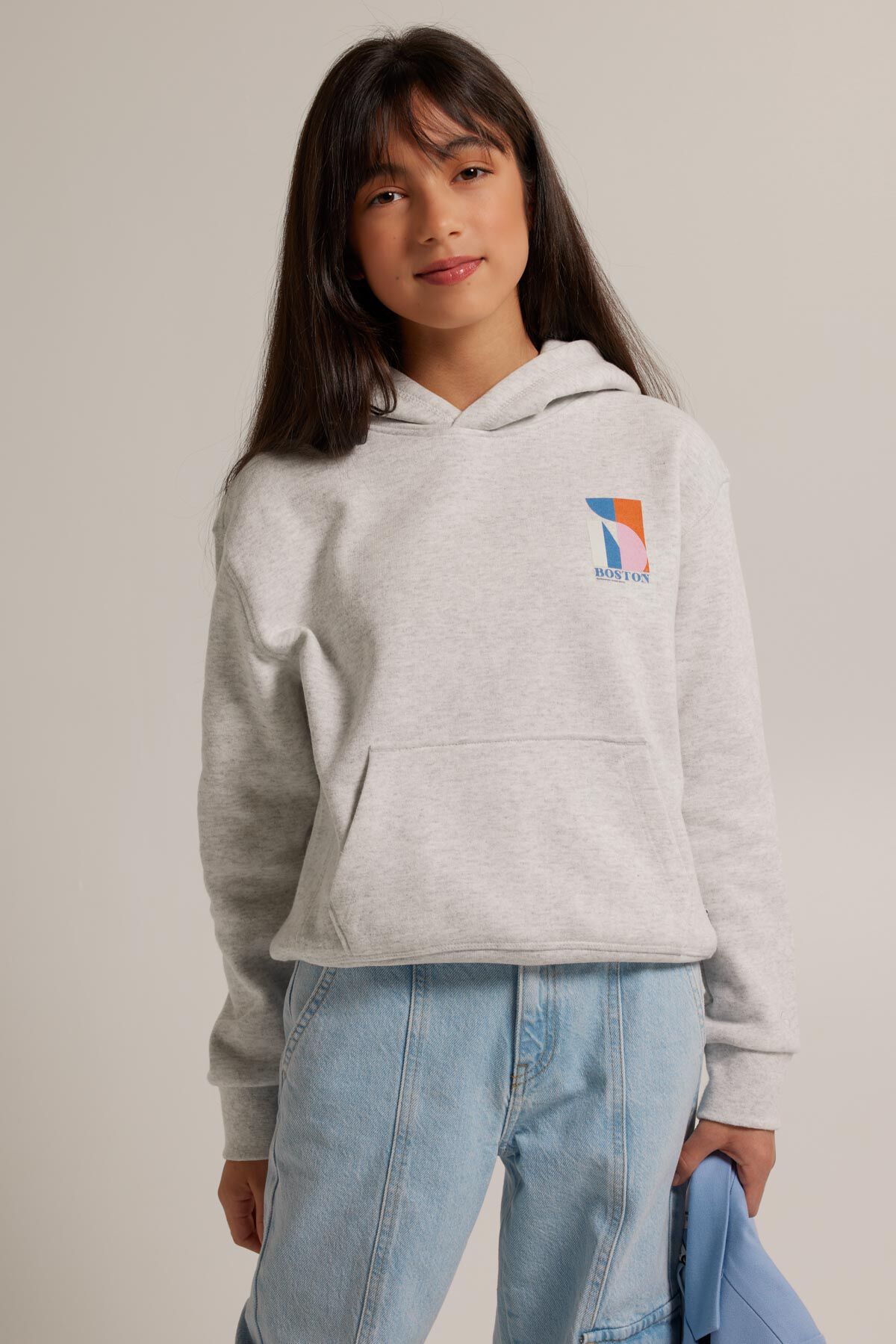 Filles Sweat a capuche Sarah JR Light grey melange