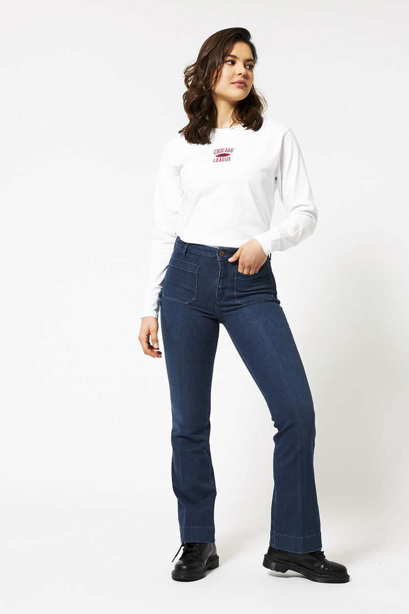 Women Wrangler jeans flared Denim blue | America Today