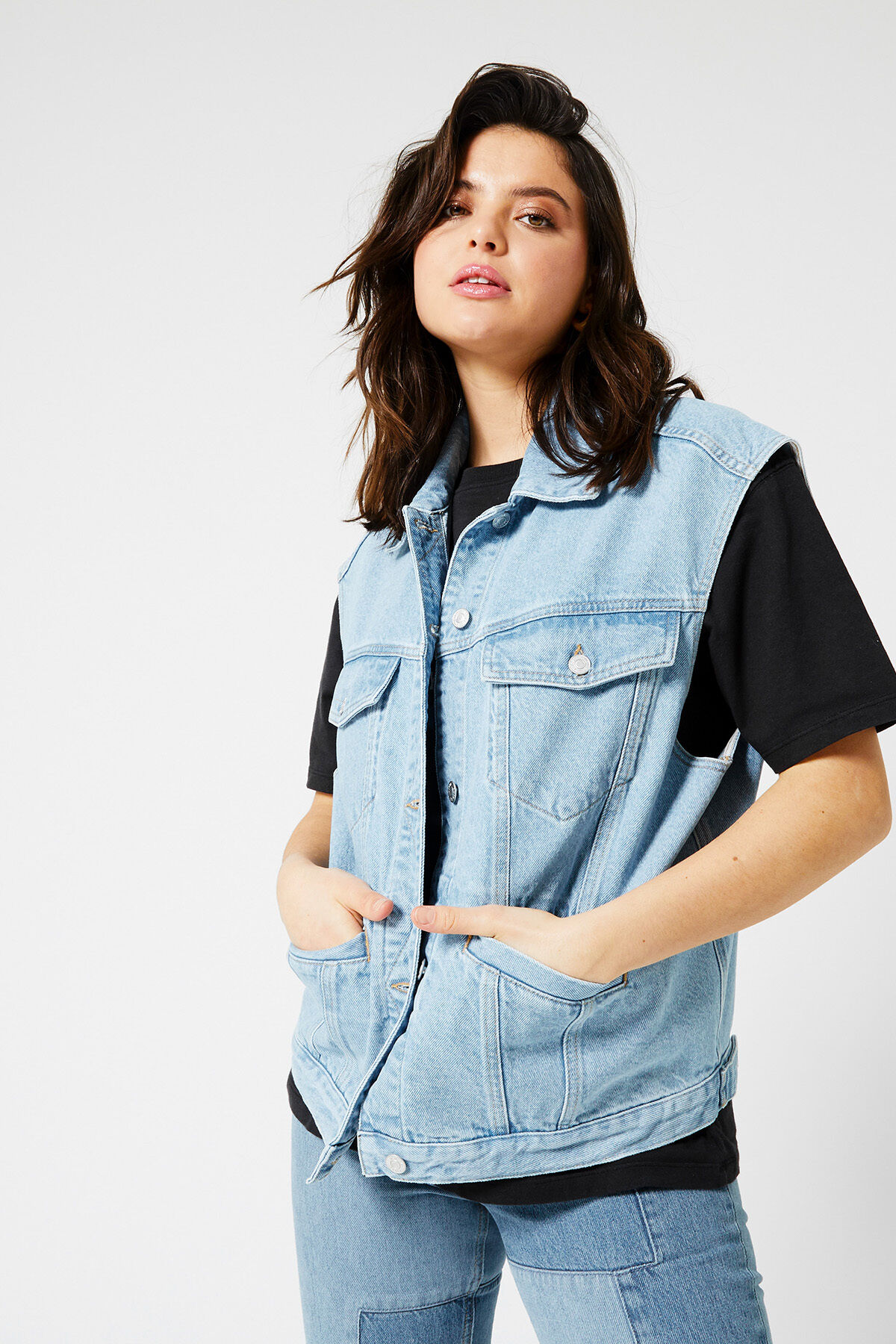 Oui Denim Waistcoat blue | Dress-for-less