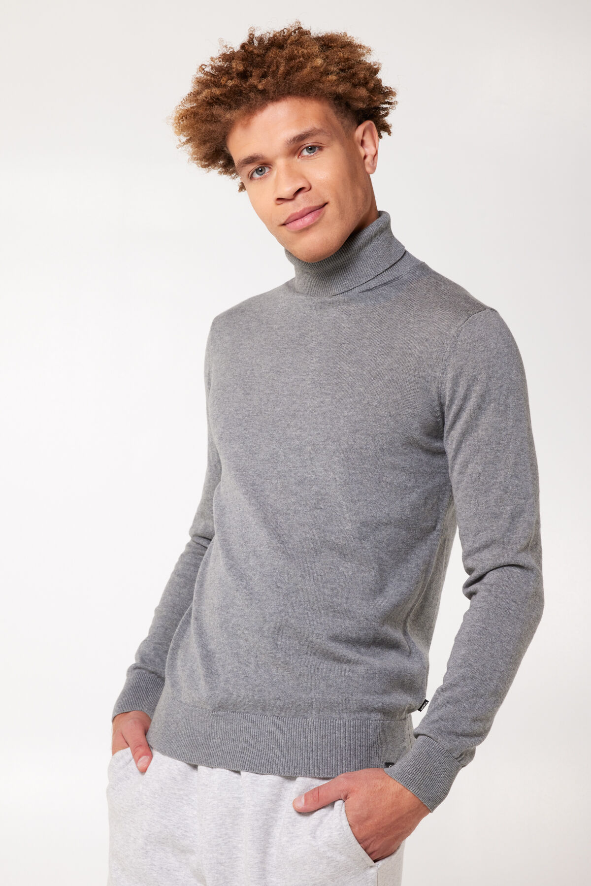 Heren coltrui top grijs
