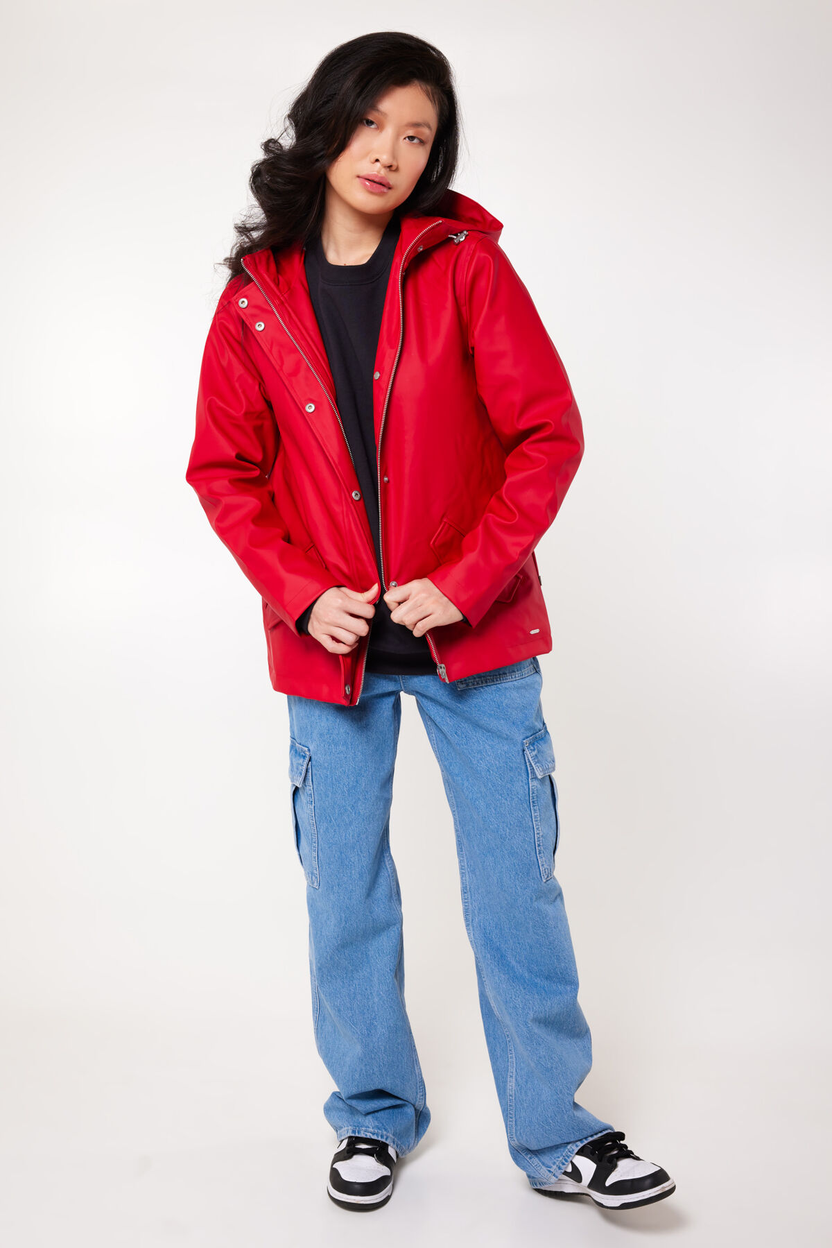Dames Regenjas Janice kort Deep red America Today