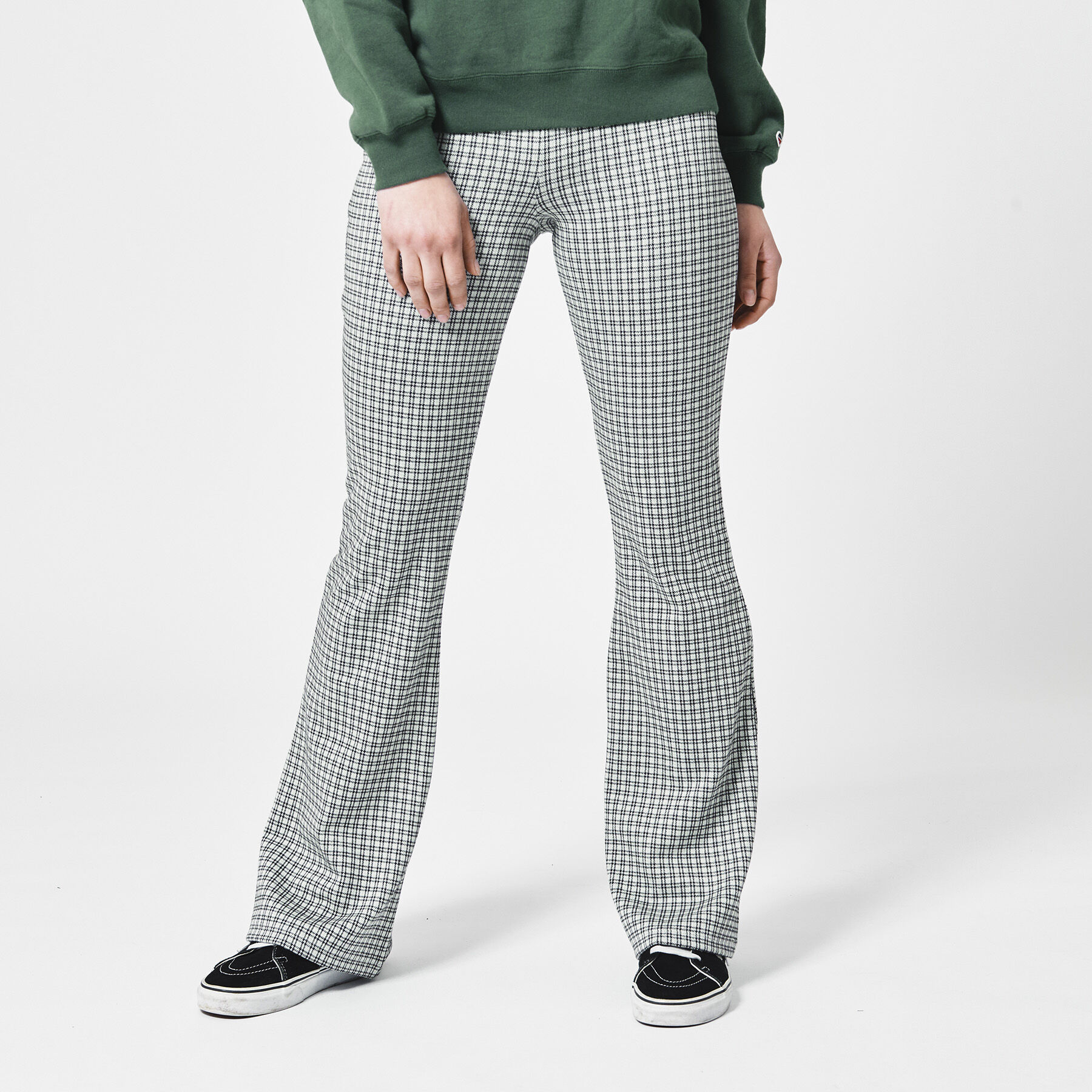 Dames Flared broek ruitdessin stretch Groen