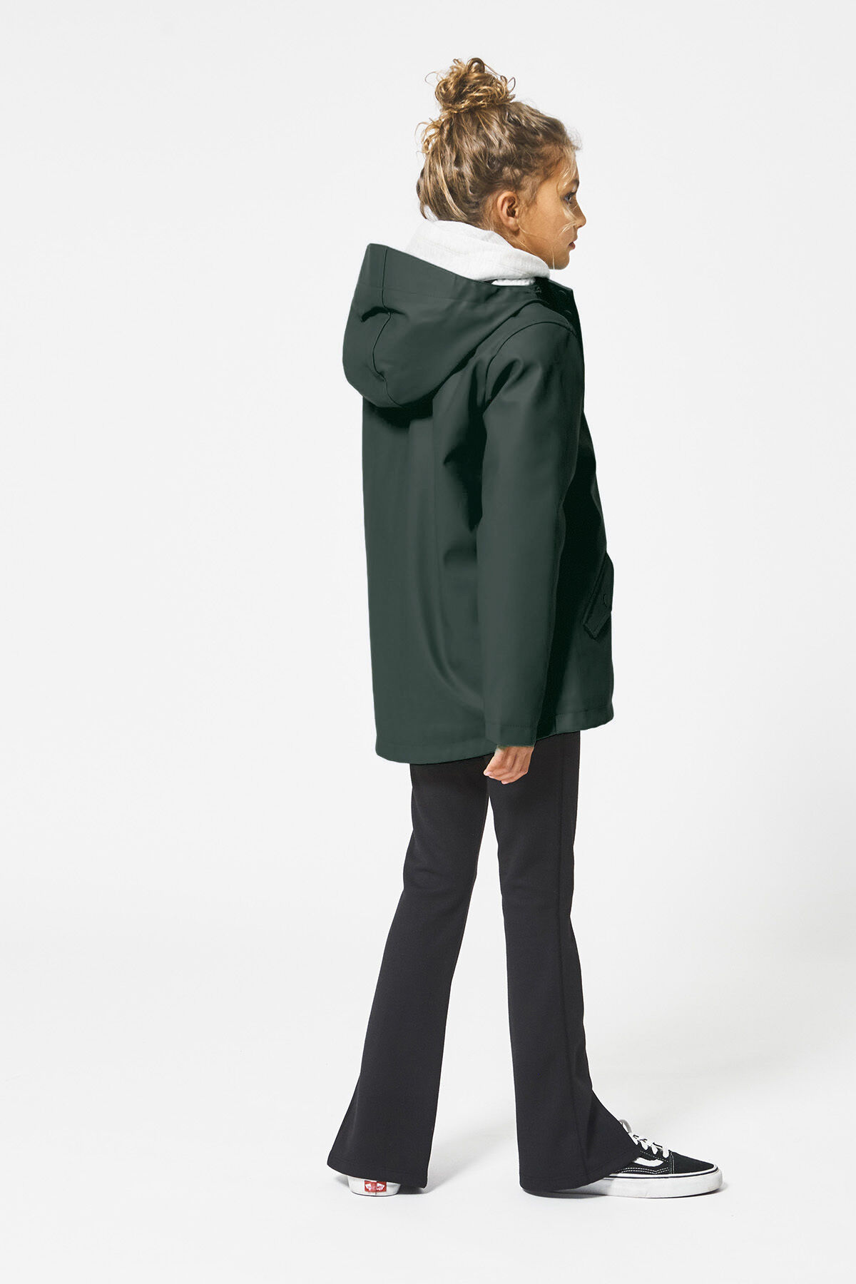 Meisjes Regenjas gevoerd kind teddy Hard green