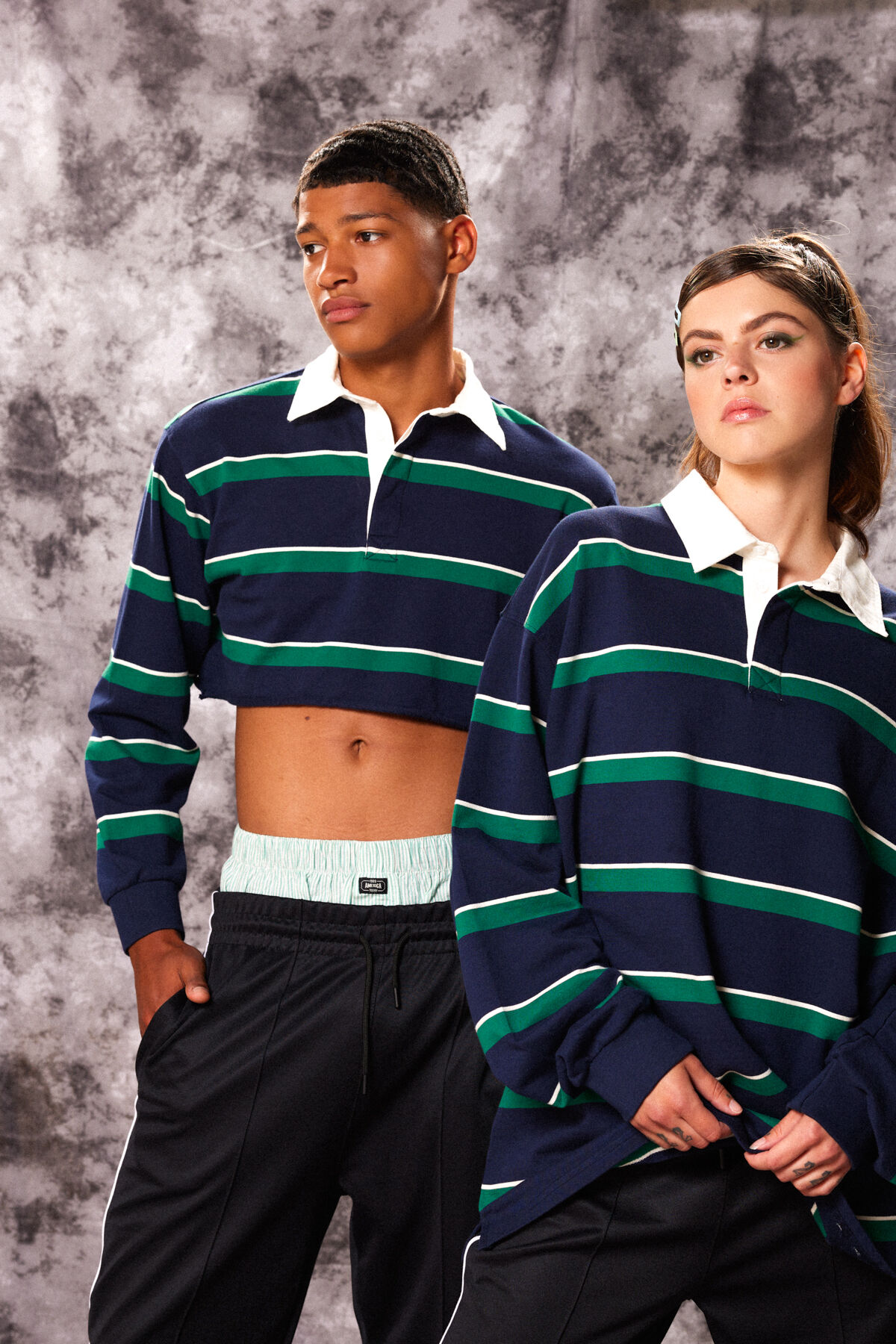 Men Long sleeve Polo with stripes multi colour
