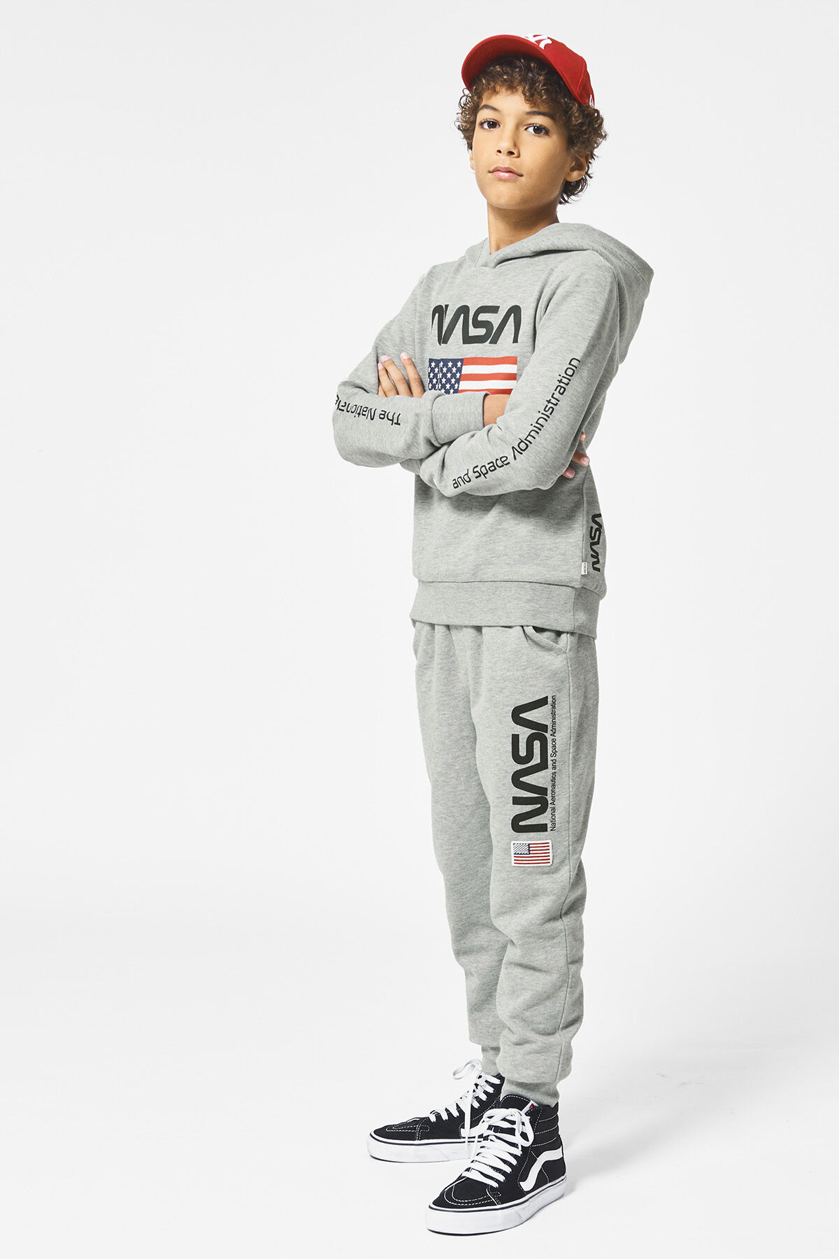 Boys Hoodie Sawyer Flag NASA Dark grey melange