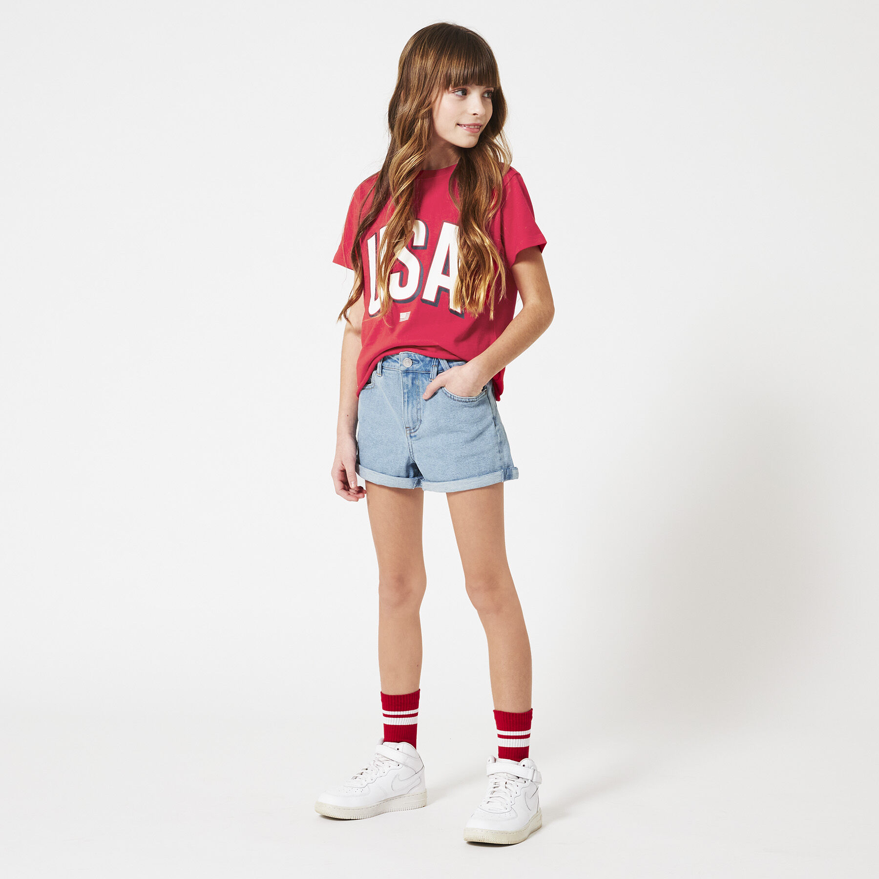Girls Denim short Lucy JR Light blue 