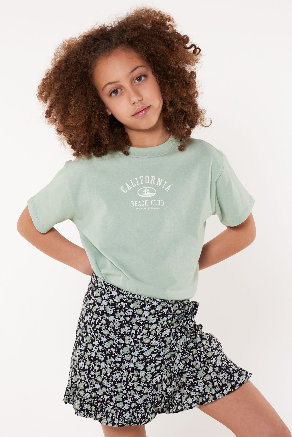 Meisjes T shirt Estelle JR Light green America Today