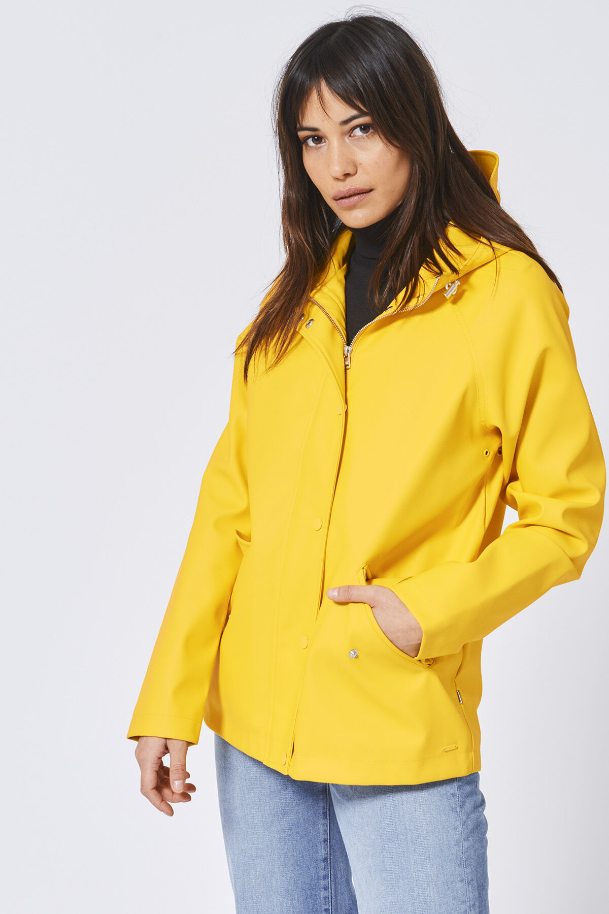 Women Short raincoat lined Yellow America Today