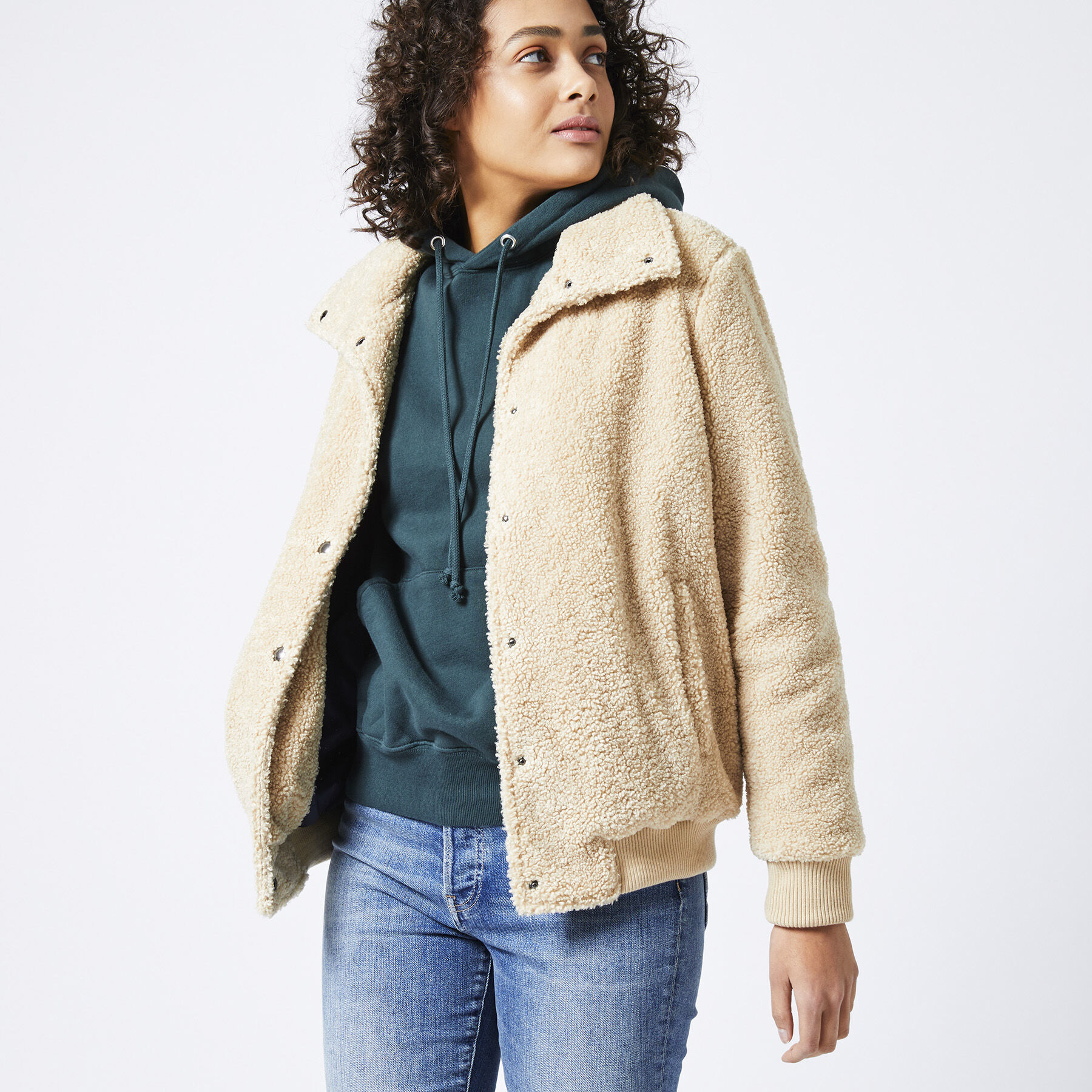 Jagy Jacke Damen Teddy Online Kaufen Beige E2IHD9