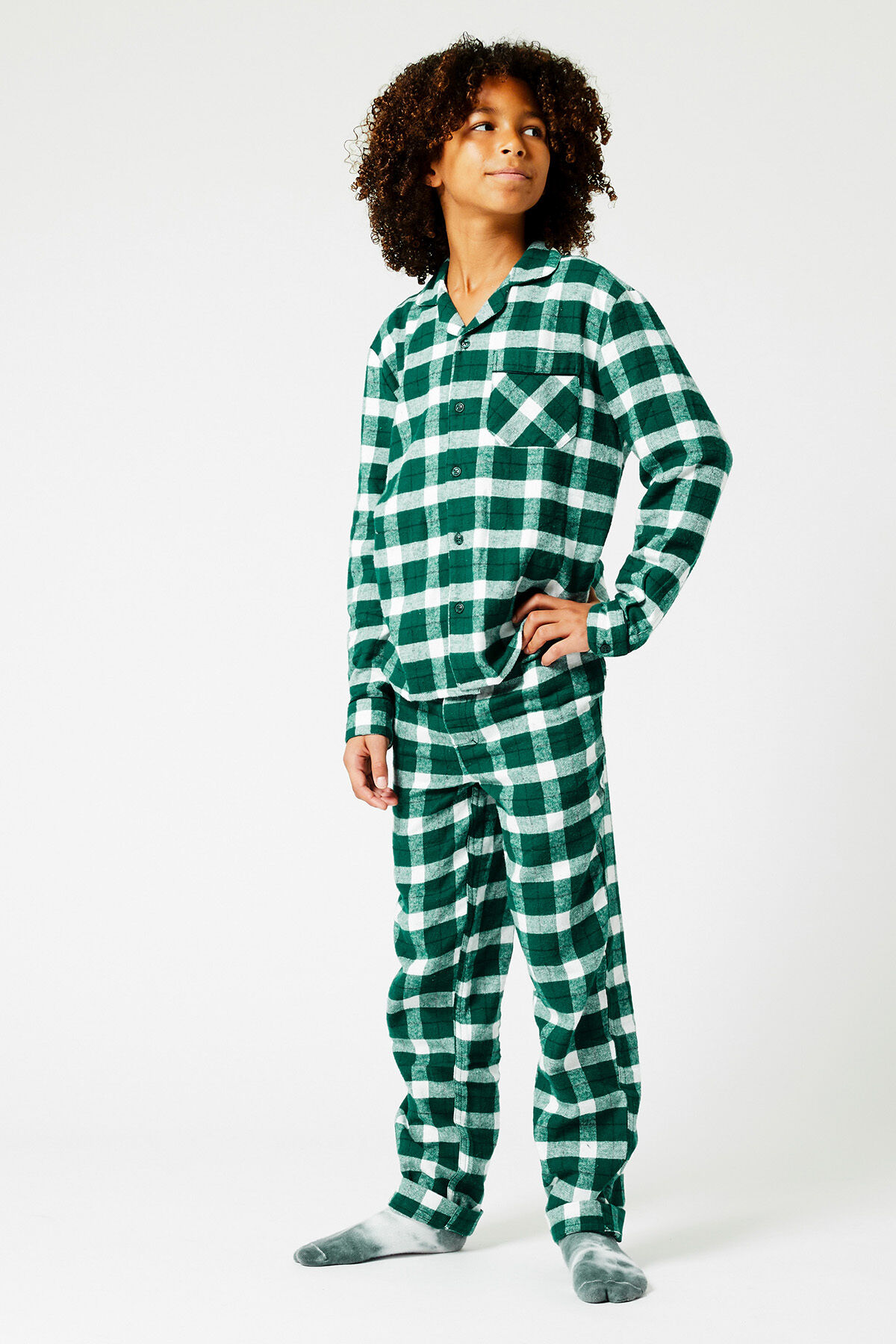 Boys Pajama pants flannel Dark green America Today