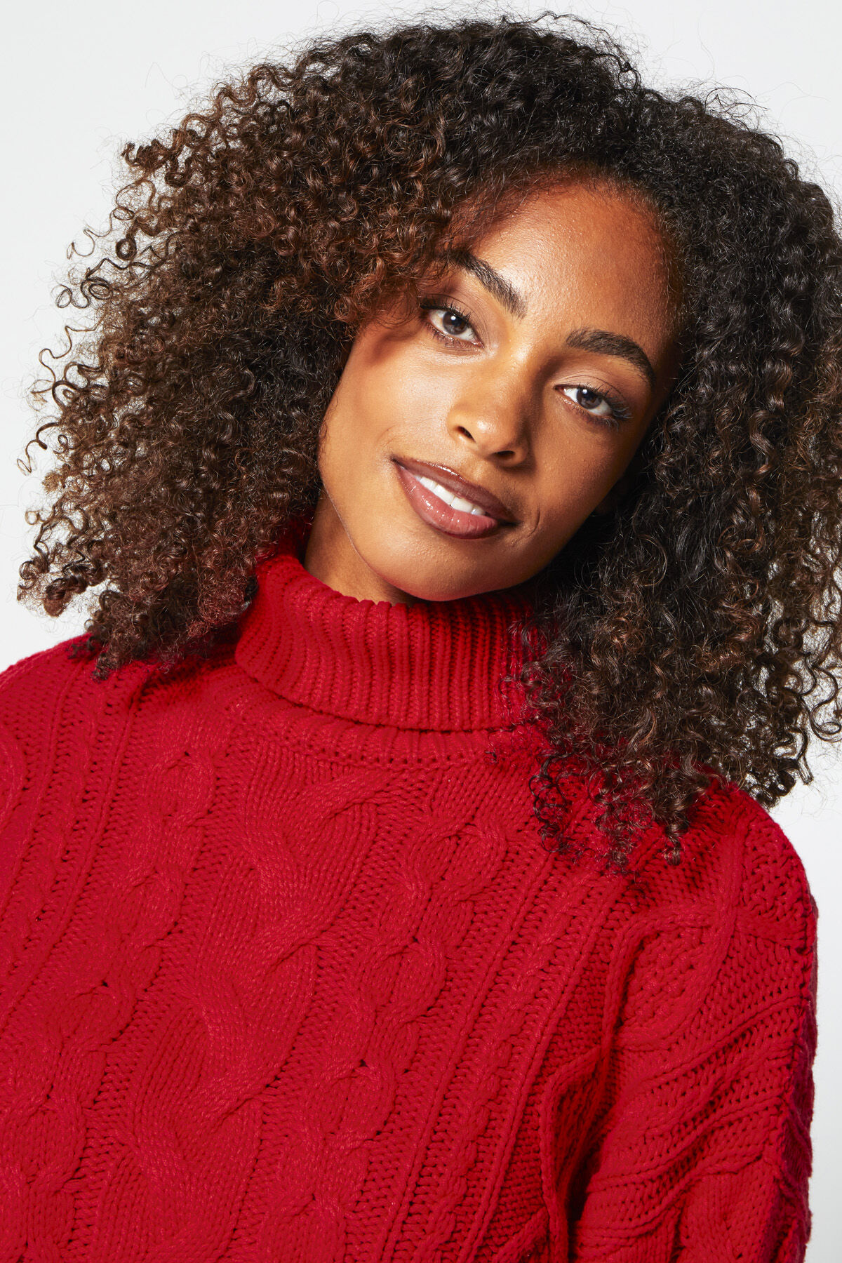 Red cable knit turtleneck sweater best sale