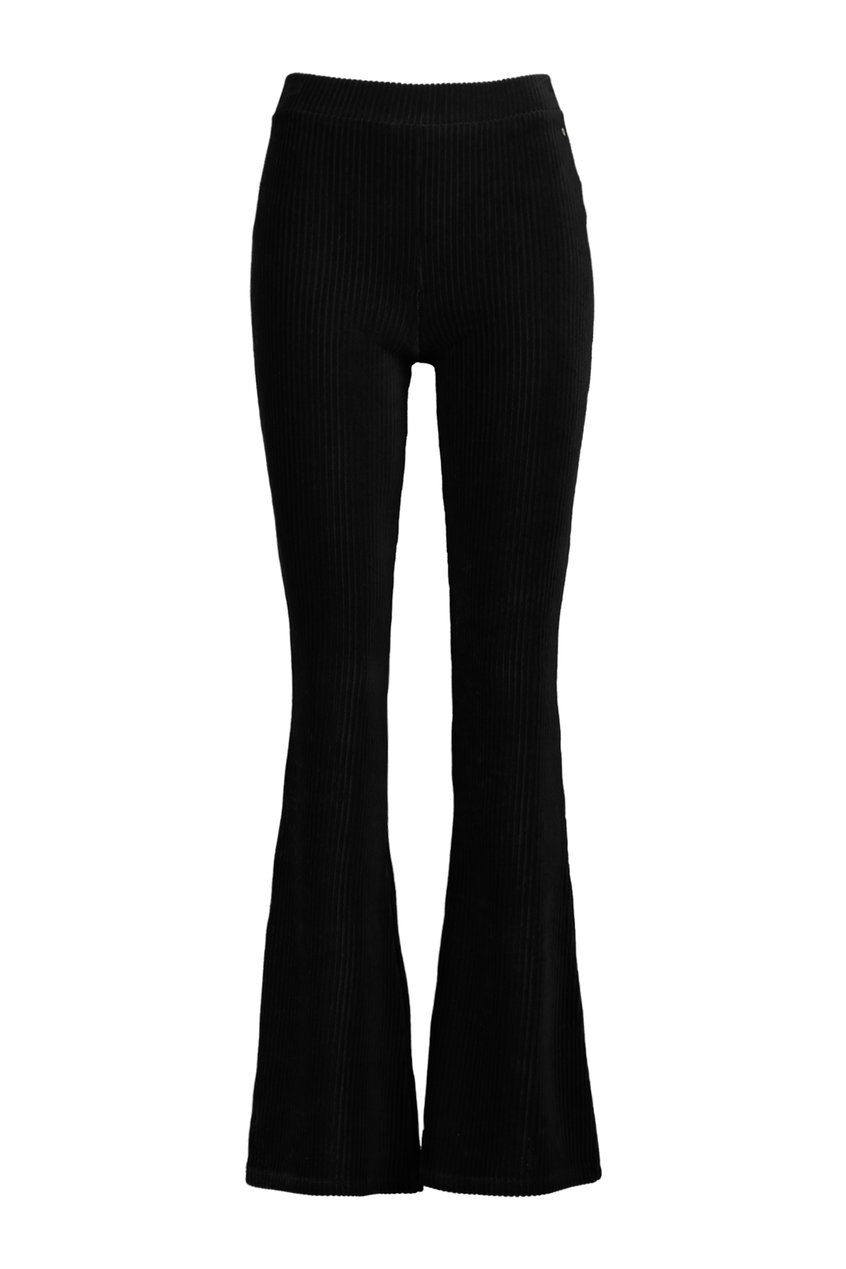 Women Velvet flared pants length 30 stretch Black
