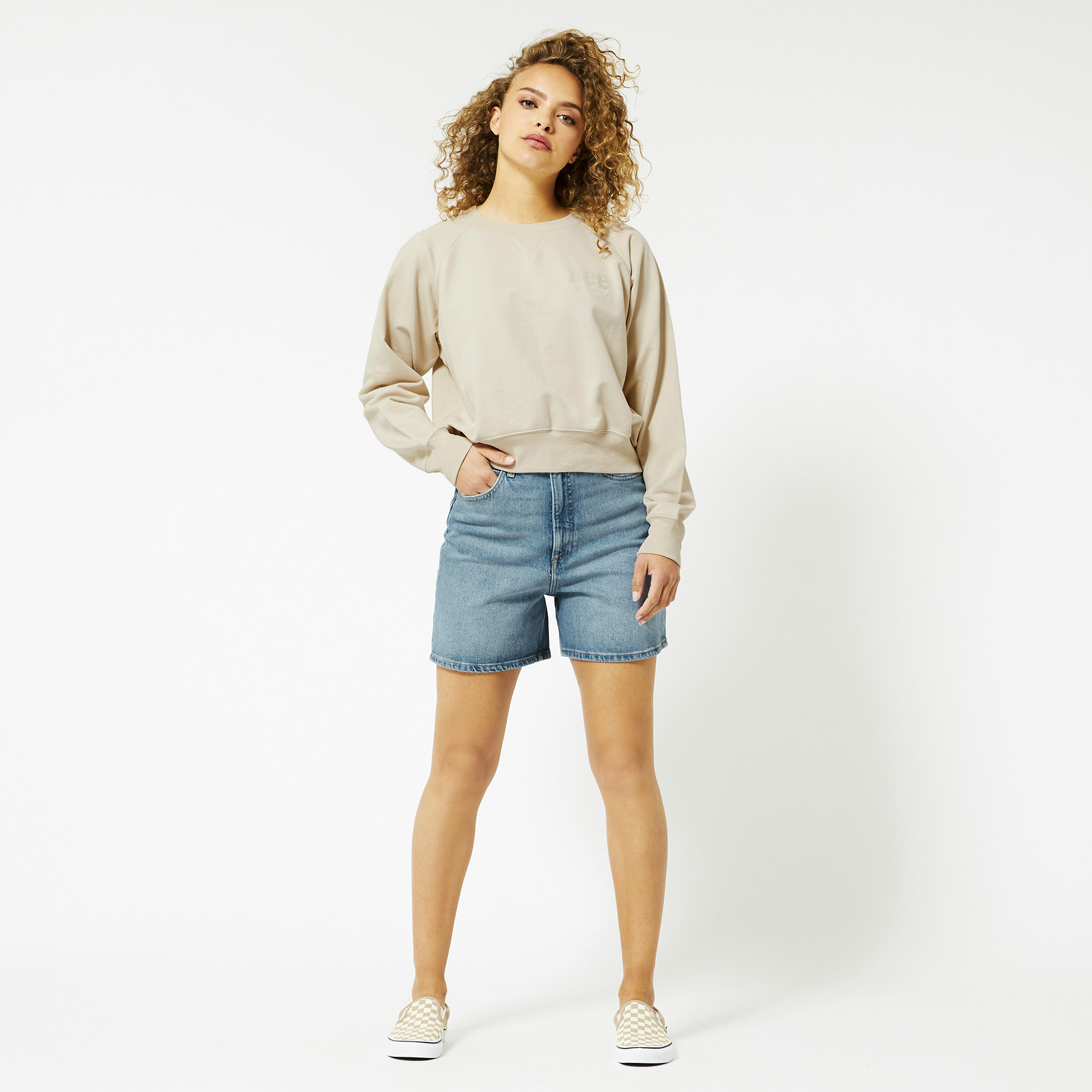 Denim short kleding in de kleur wit voor dames | KLEDING.nl