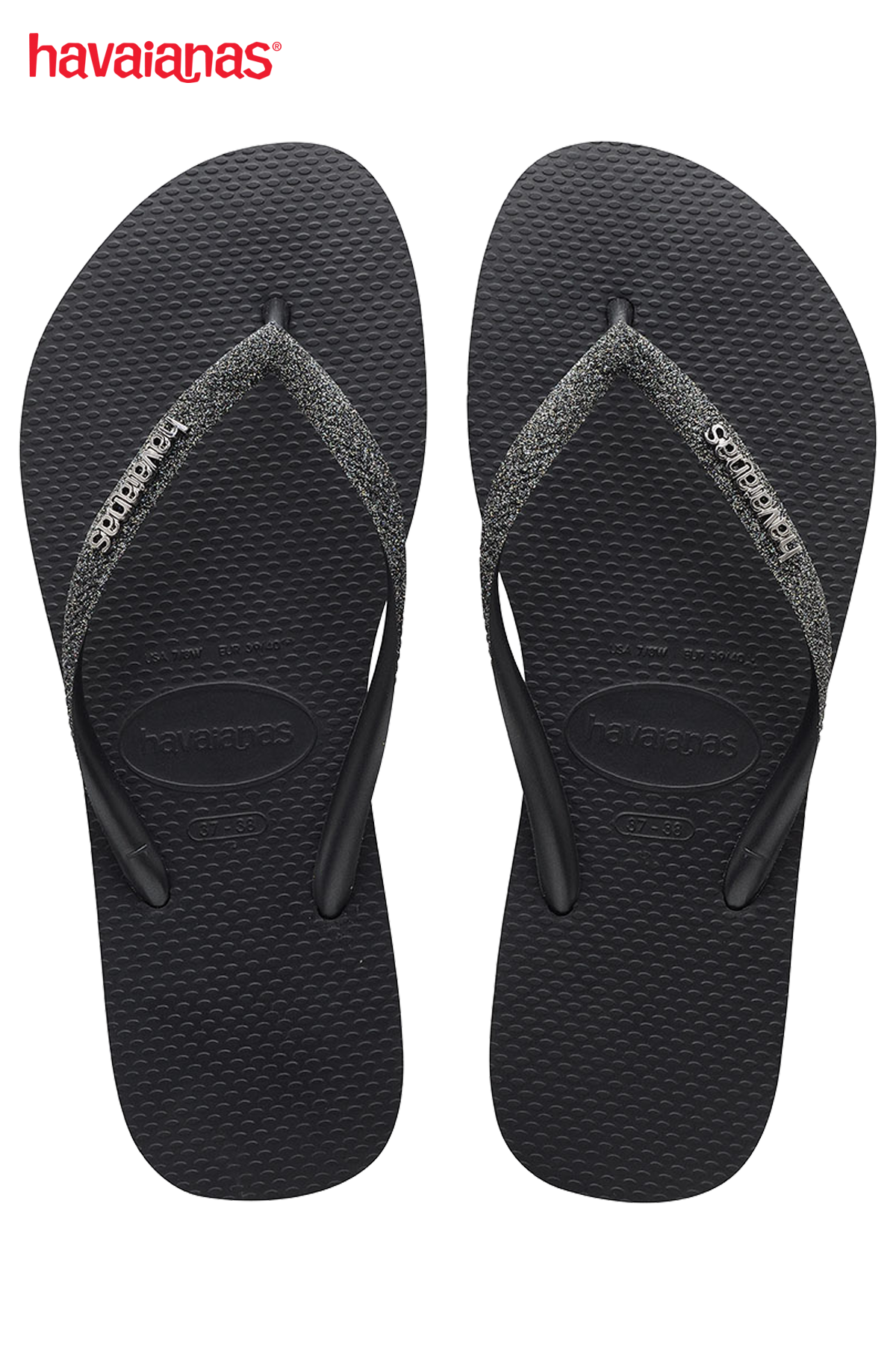 Snelkoppelingen gouden Bulk Jongens Havaianas Slim Glitter Black | America Today