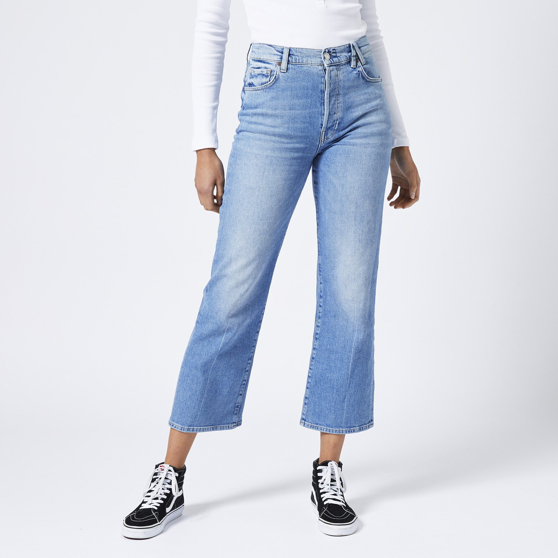 Dames High waist jeans straight leg Blauw