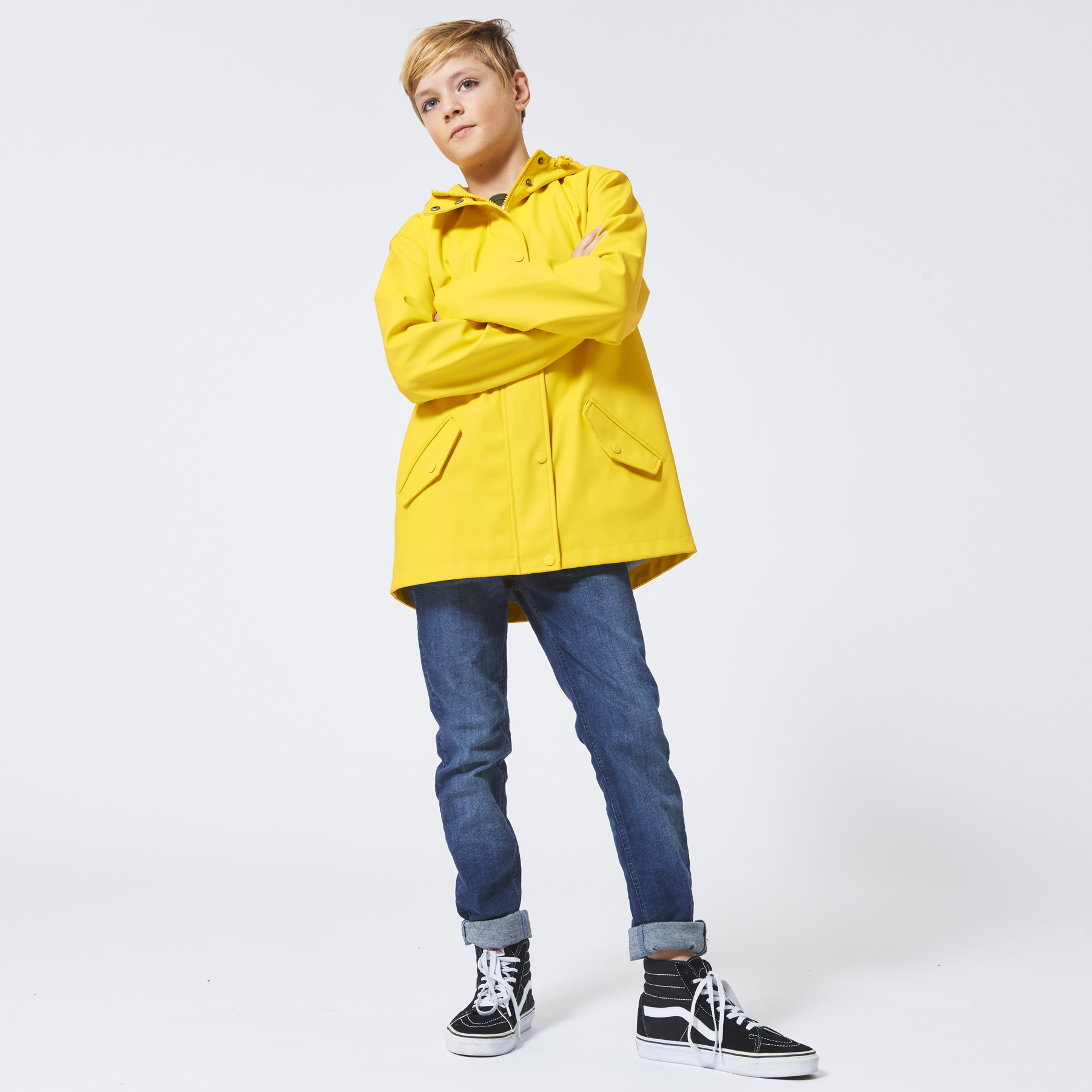 lined yellow raincoat