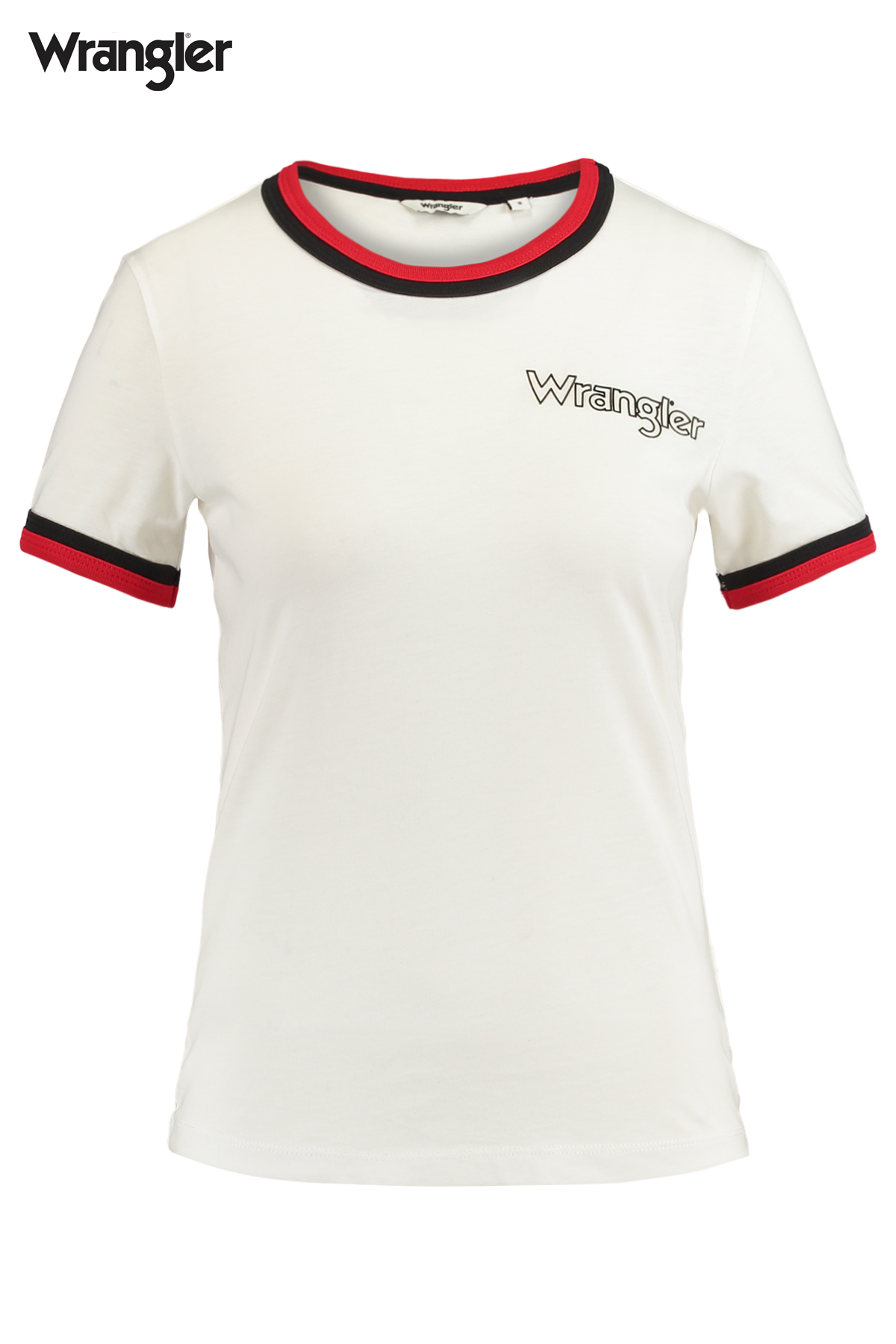 Women T-shirt Wrangler Ringer White | America Today