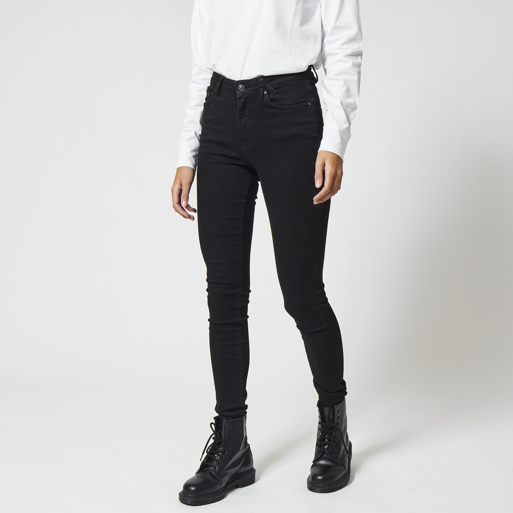 Dames Skinny jeans mid waist Zwart | America Today