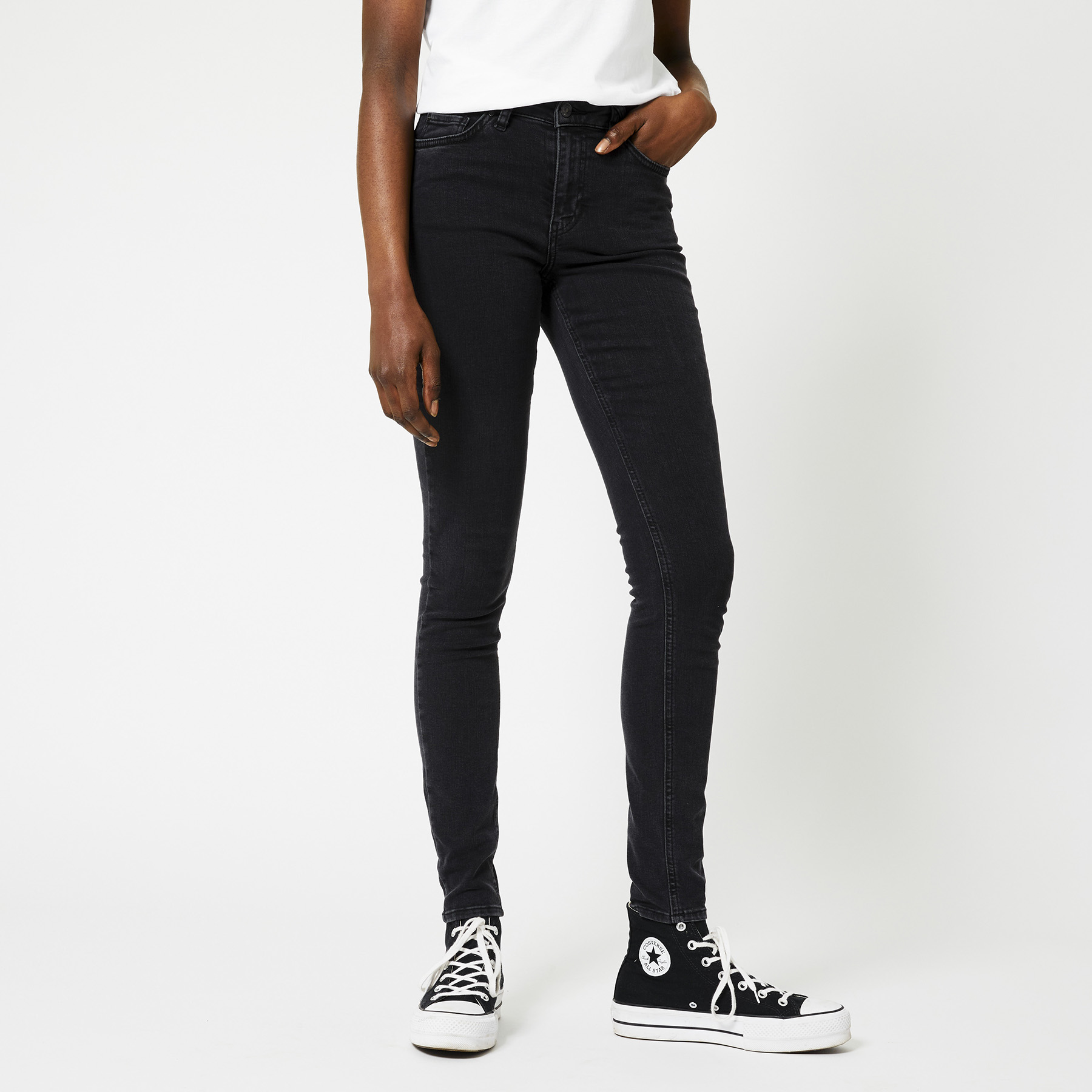 Dames Skinny jeans mid waist Zwart | America Today