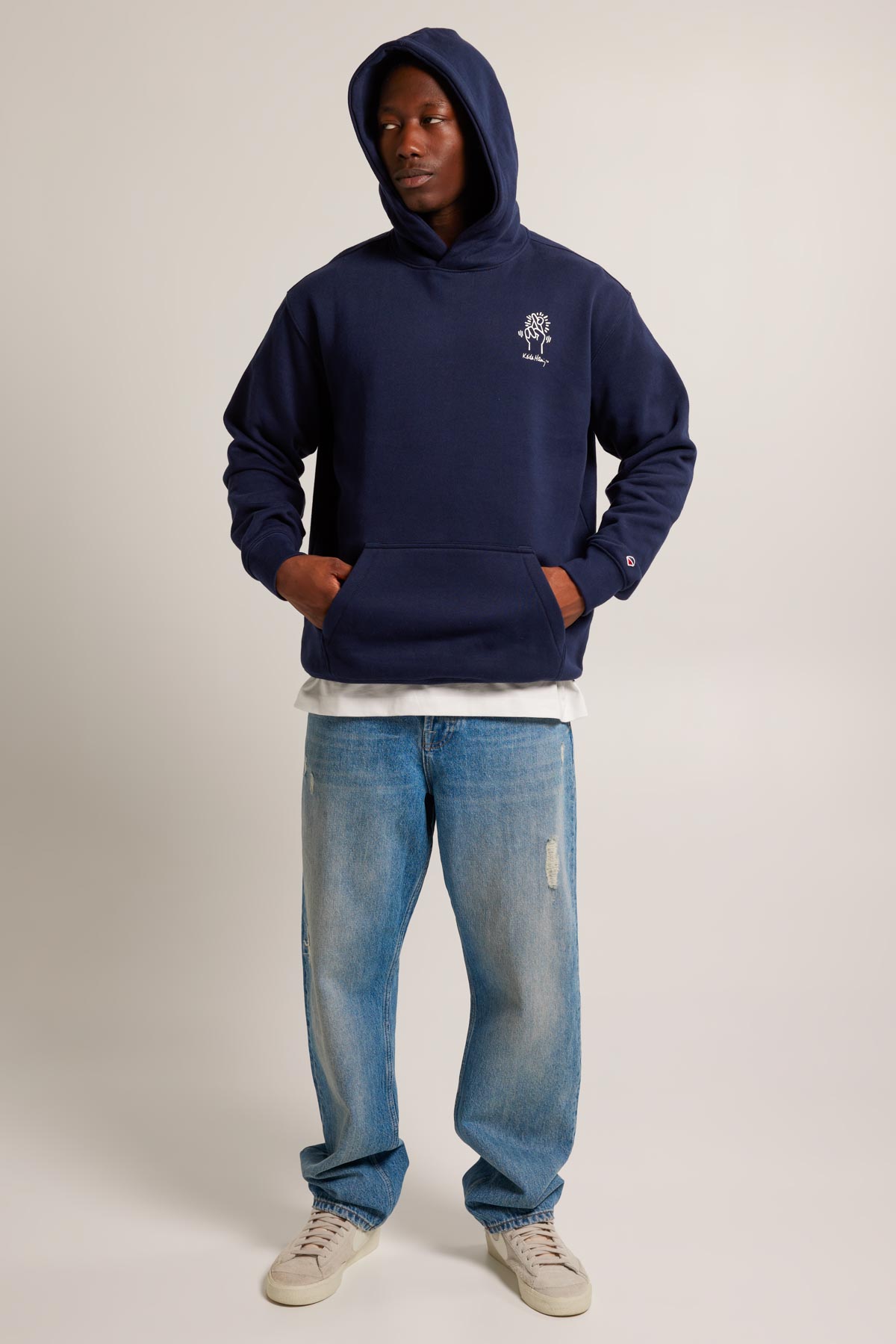Dark blue mens hoodie top