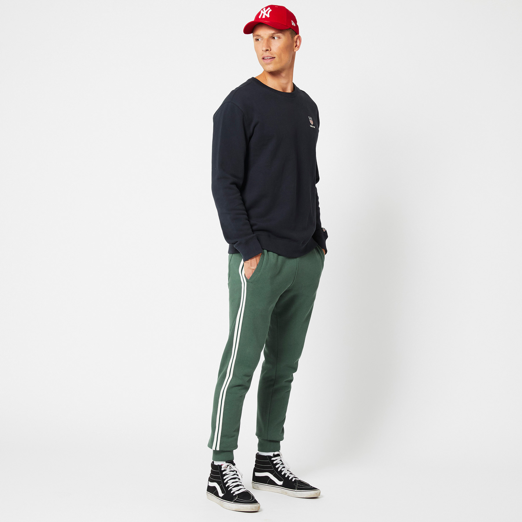 mens joggers with stripe down side