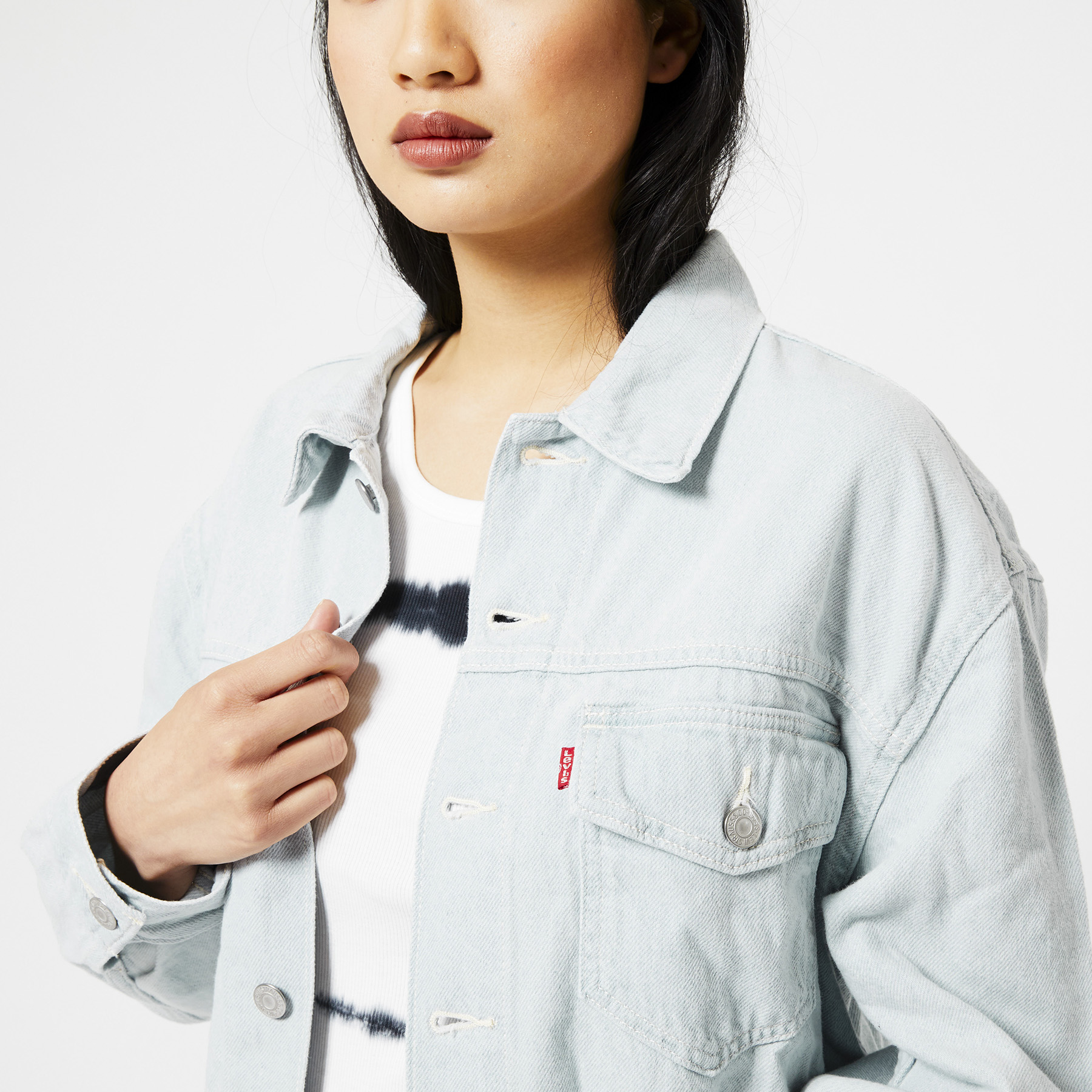 Women Levi s denim jacket oversized Bleached denim