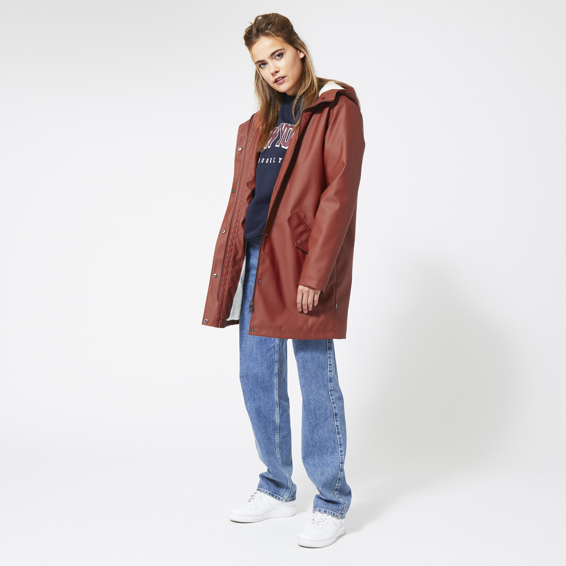 ladies red rain jacket