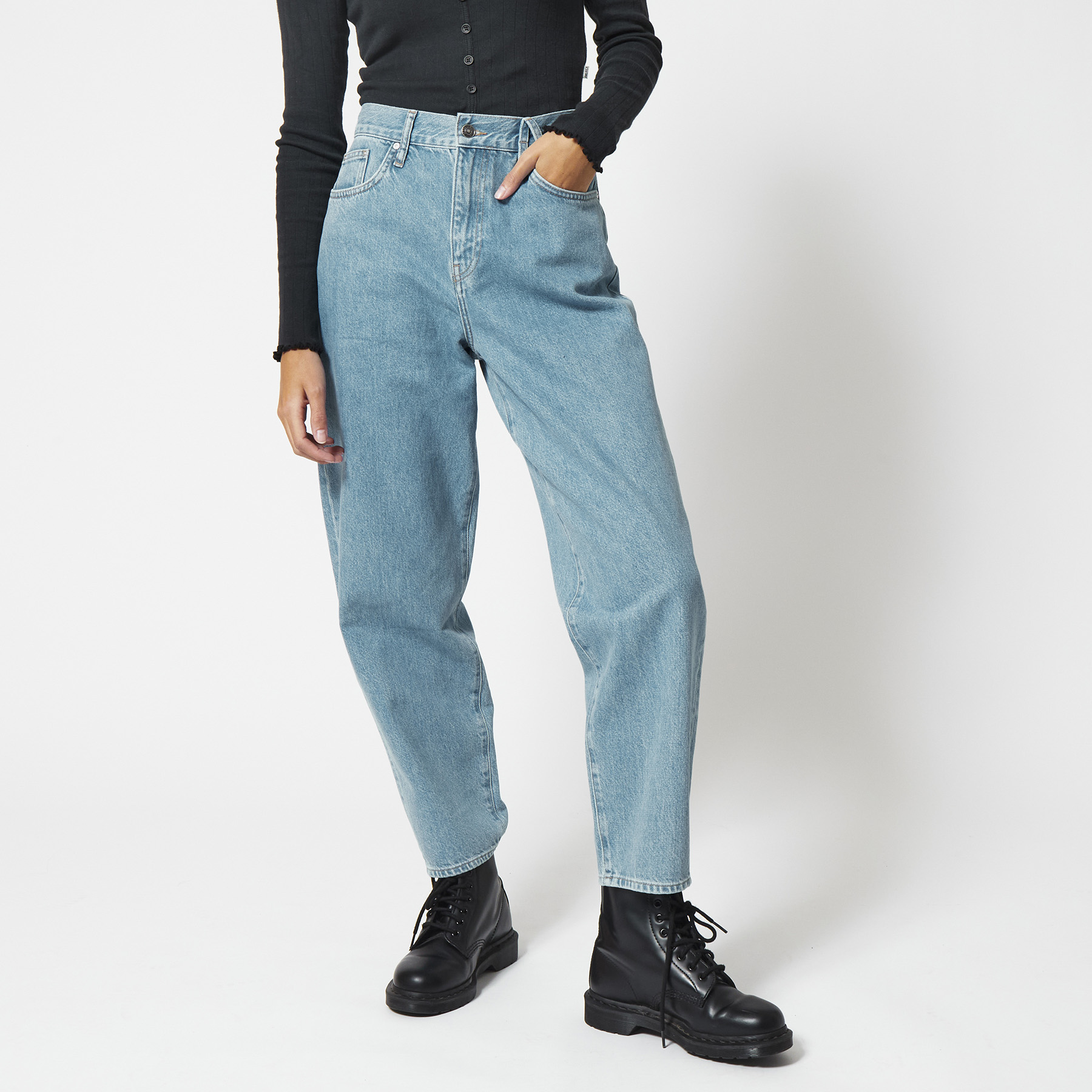 Dames High waist jeans balloon legs Blauw