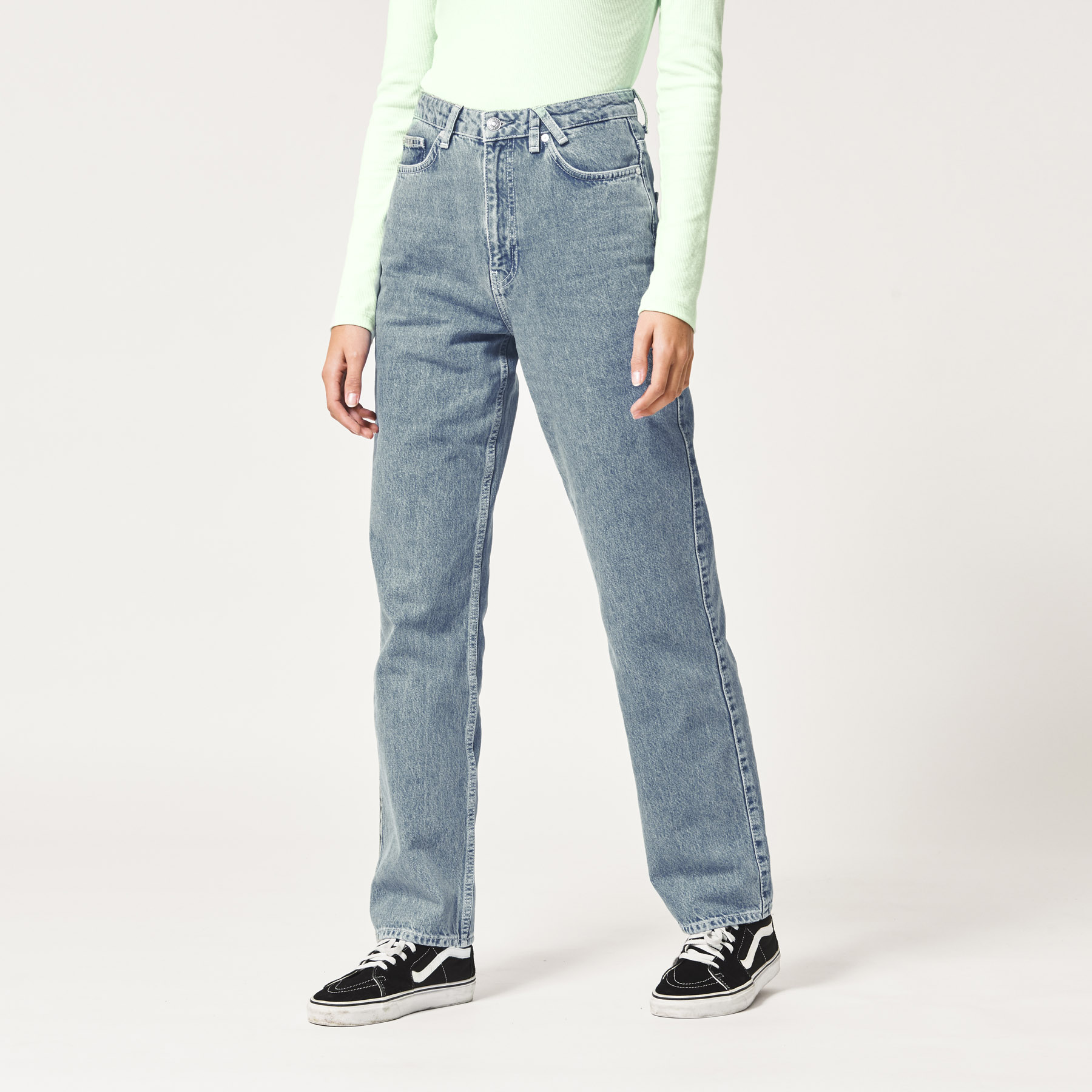 Dames Straight fit jeans mid waist Blauw