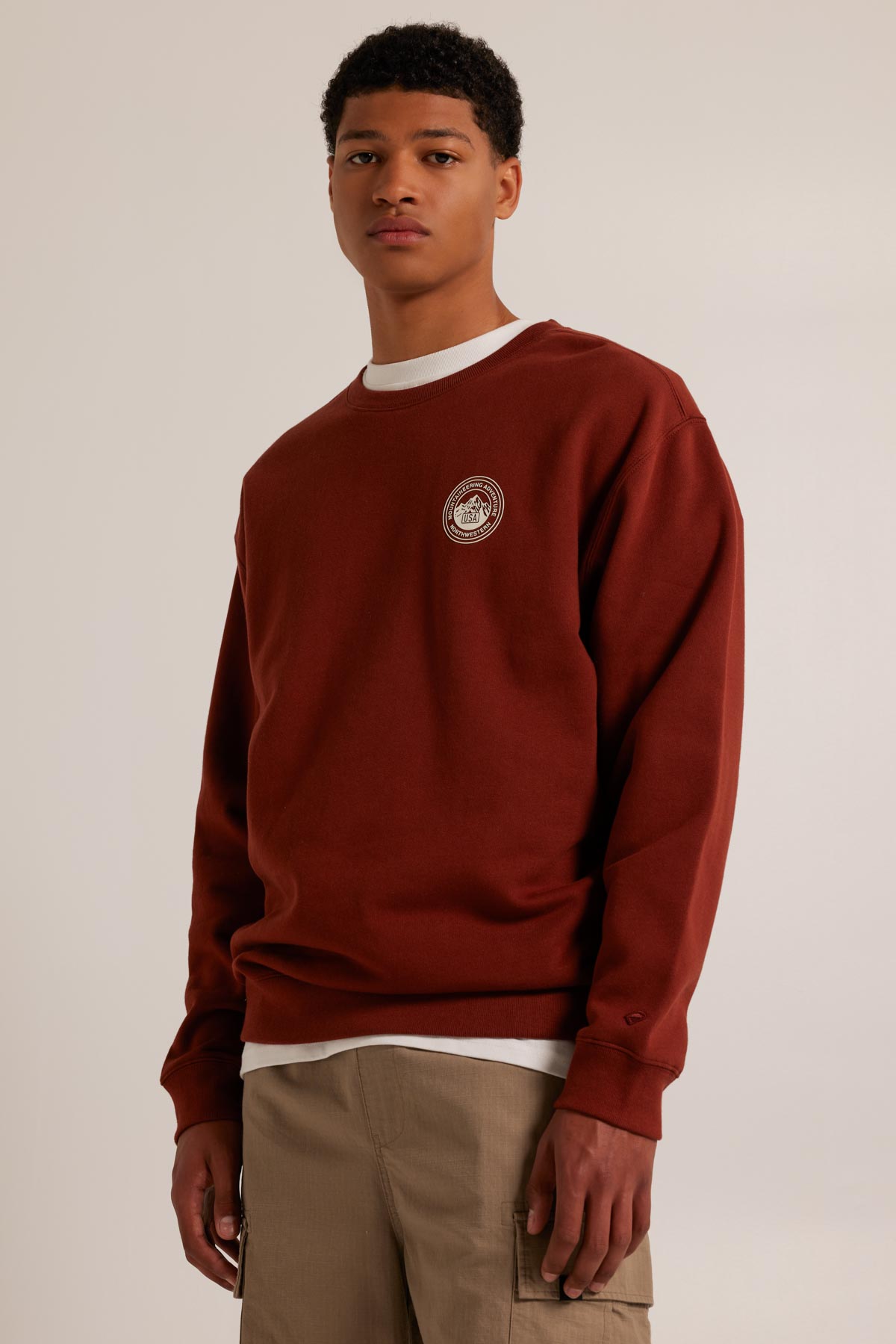 Men Sweater Stenton Crew New brown America Today